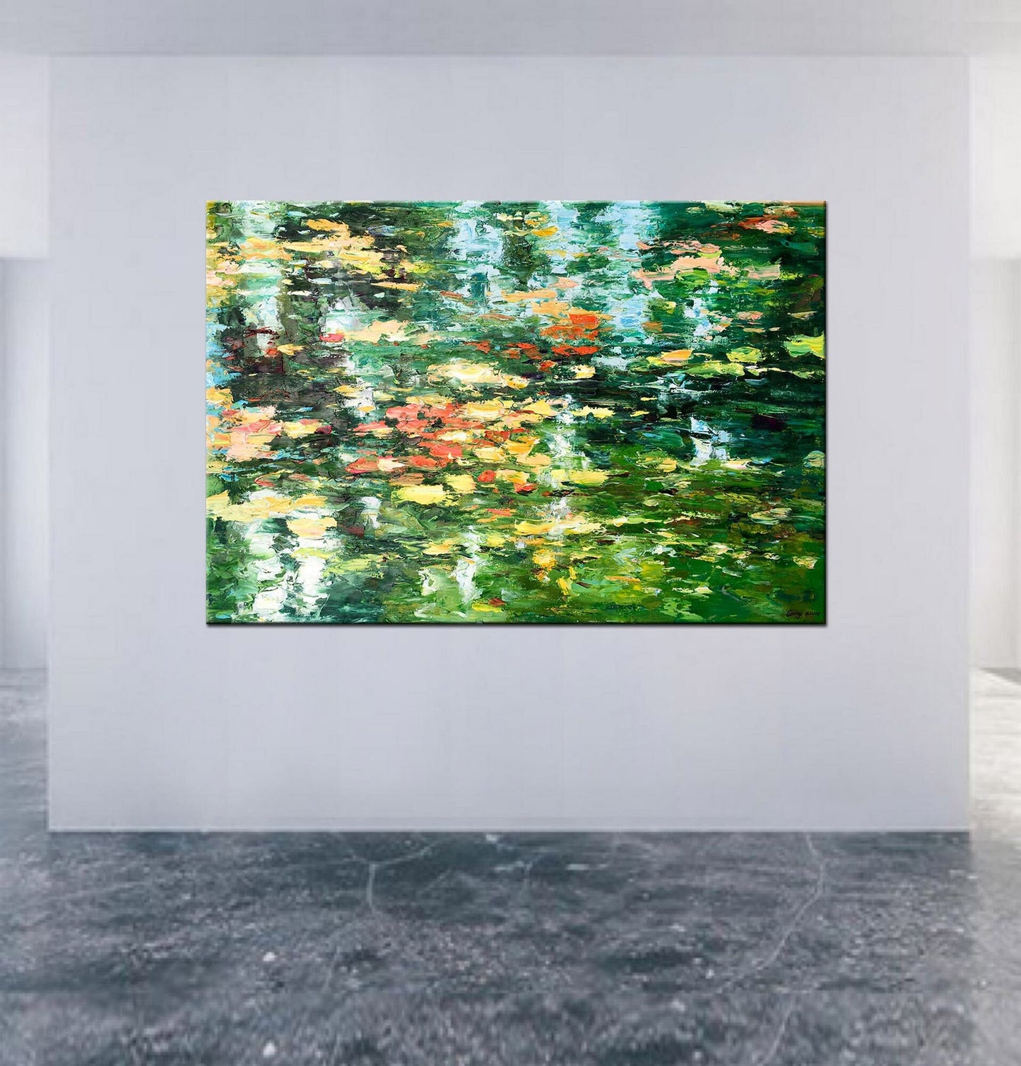 Contemporary Painting Waterlily Pond, Canvas Wall Art, Canvas Painting, Oil Painting Original, Oil Painting Landscape, Abstract Oil Painting
