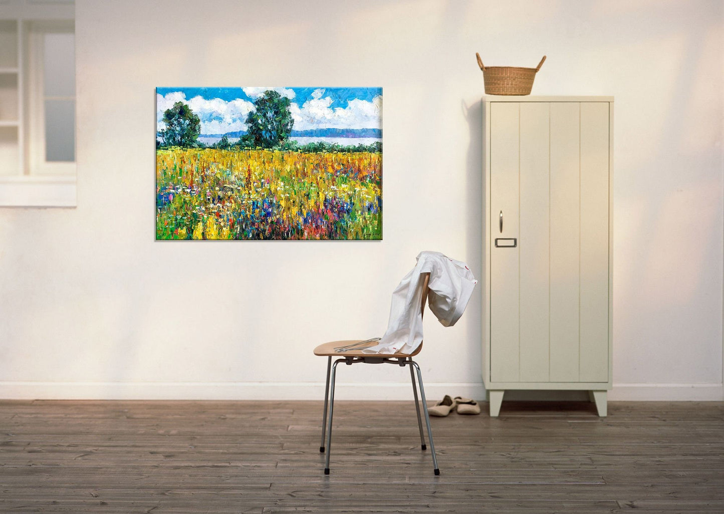 Landscape Oil Painting Spring Fields, Fine Art, Oil On Canvas Painting, Landscape, Oversized Painting, Palette Knife Oil Painting, Textured