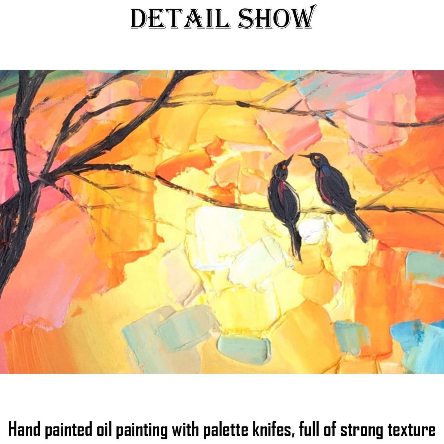 Abstract Art, Canvas Wall Art, Large Landscape Painting, Love Birds Wedding Gift, Original Abstract Painting, Abstract Canvas Painting