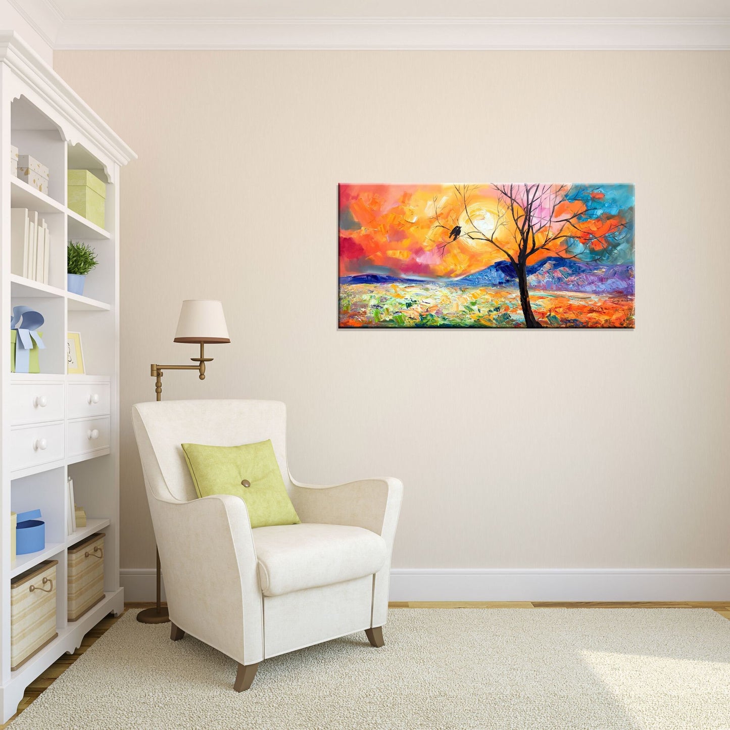 Canvas Art, Large Abstract Painting, Contemporary Art, Large Canvas Wall Art, Original Oil Painting, Love Birds, Tree Art, Abstract Painting