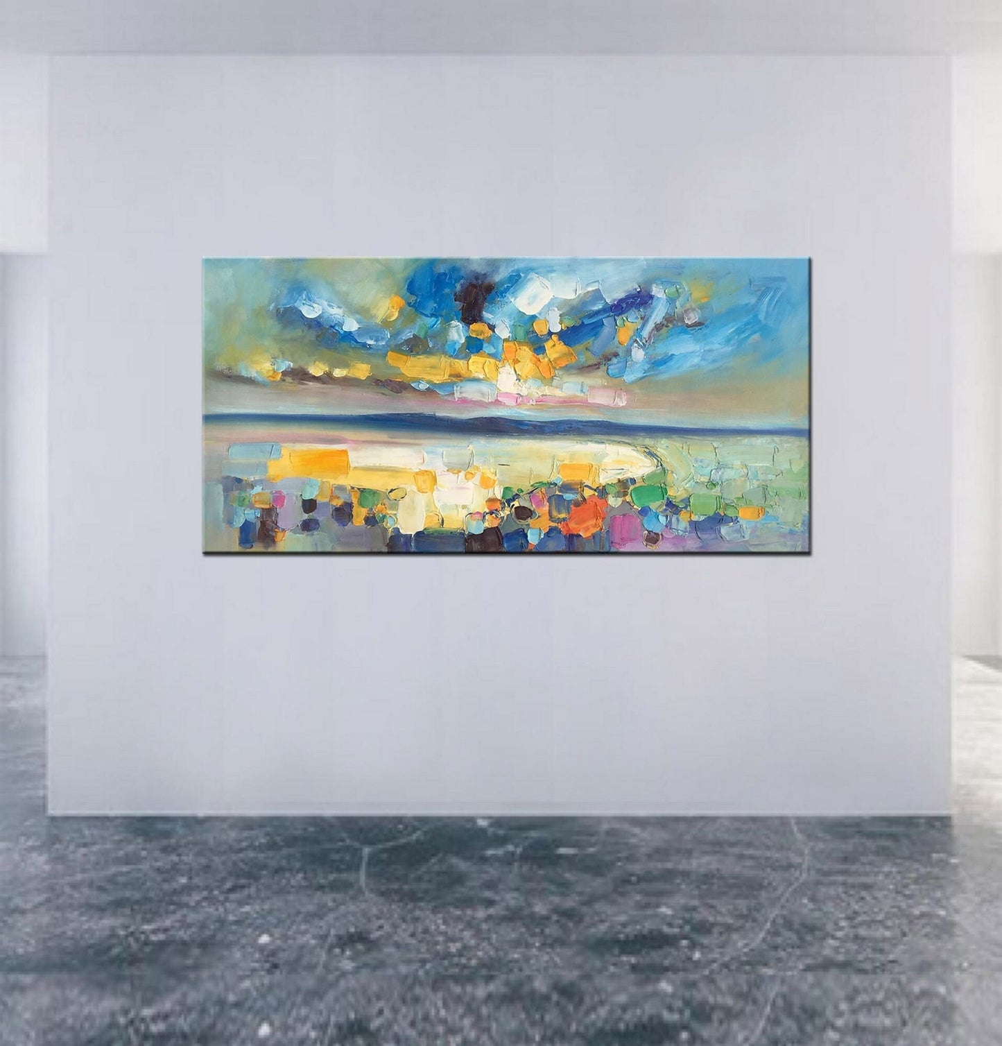 Oil Painting Landscape Riverside Sunset, Canvas Art, Oil On Canvas Painting, Abstract Landscape, Oversized Wall Art, Handmade, Rustic