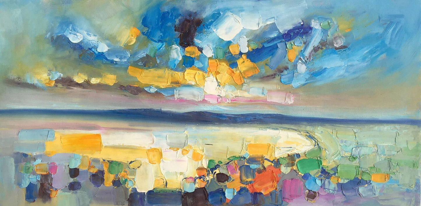 Oil Painting Landscape Riverside Sunset, Canvas Art, Oil On Canvas Painting, Abstract Landscape, Oversized Wall Art, Handmade, Rustic