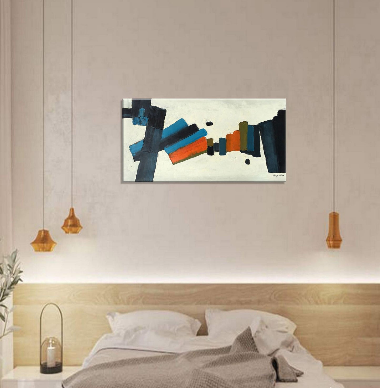 Original Abstract Painting Black and White, Coffee Wall Art, Modern Painting, Canvas Painting, Large Abstract Art, String Lights For Bedroom