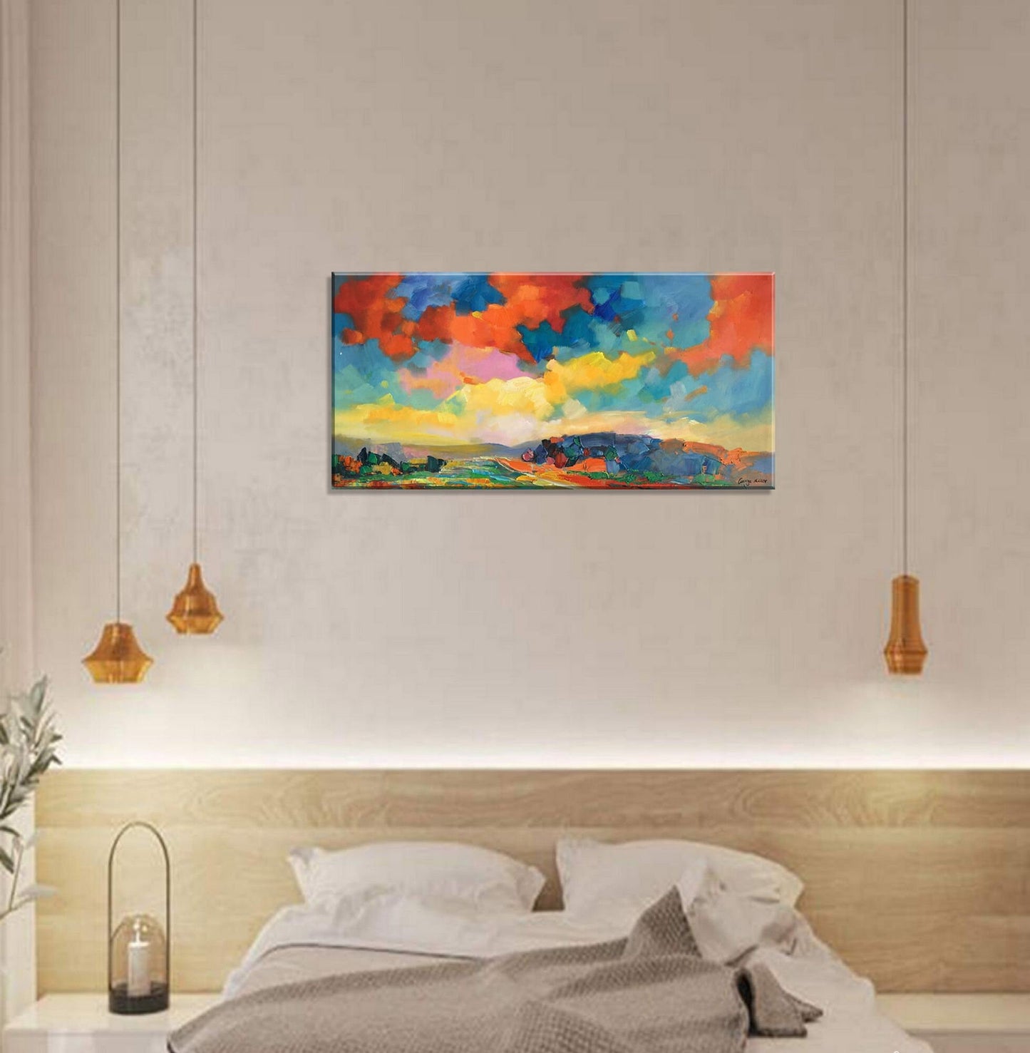 Abstract Landscape Oil Painting, Wall Hanging, Oil Painting, Abstract Original Painting Fluid Wall Art Gold, Oversized Paintings On Canvas