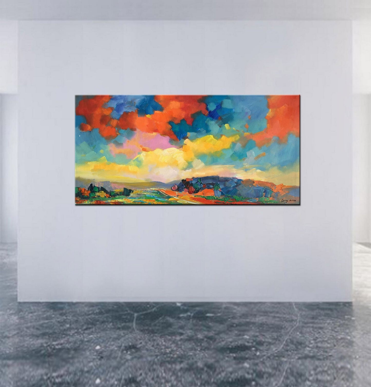 Abstract Landscape Oil Painting, Wall Hanging, Oil Painting, Abstract Original Painting Fluid Wall Art Gold, Oversized Paintings On Canvas