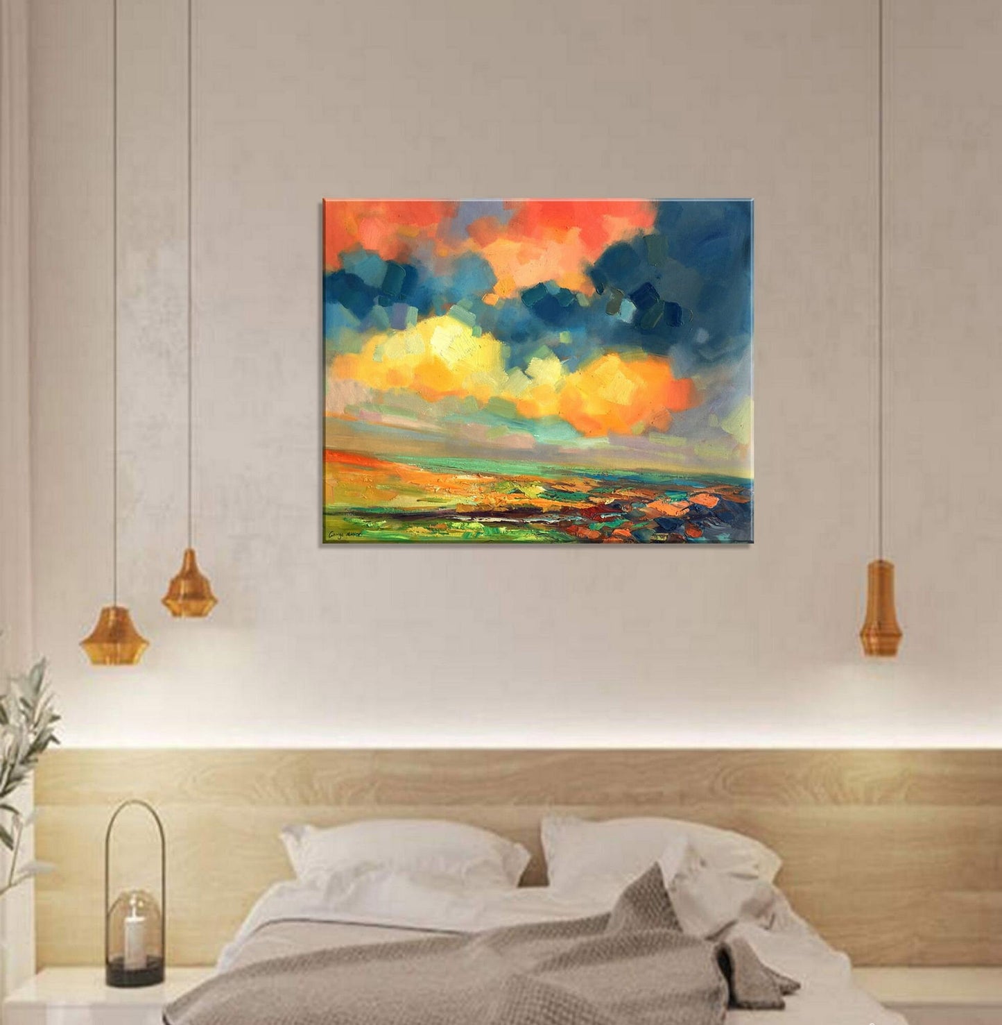 Large Canvas Art, Original Abstract Oil Painting Landscape, Original Landscape Painting, Painting Abstract, Canvas Art, Living Room Decor