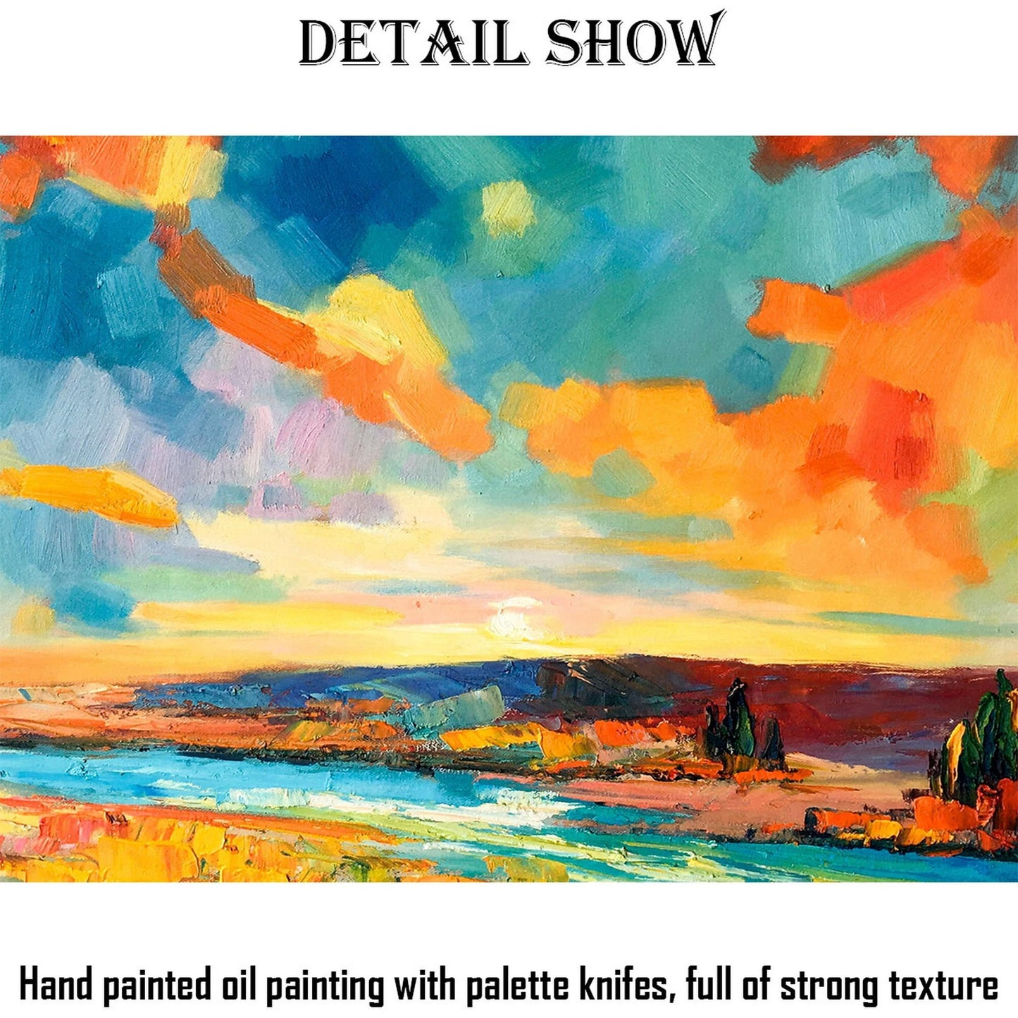 Abstract Landscape Oil Painting Sky By The River, Canvas Wall Art, Wall Art Painting, Canvas Wall Art Abstract, Oversized Painting On Canvas