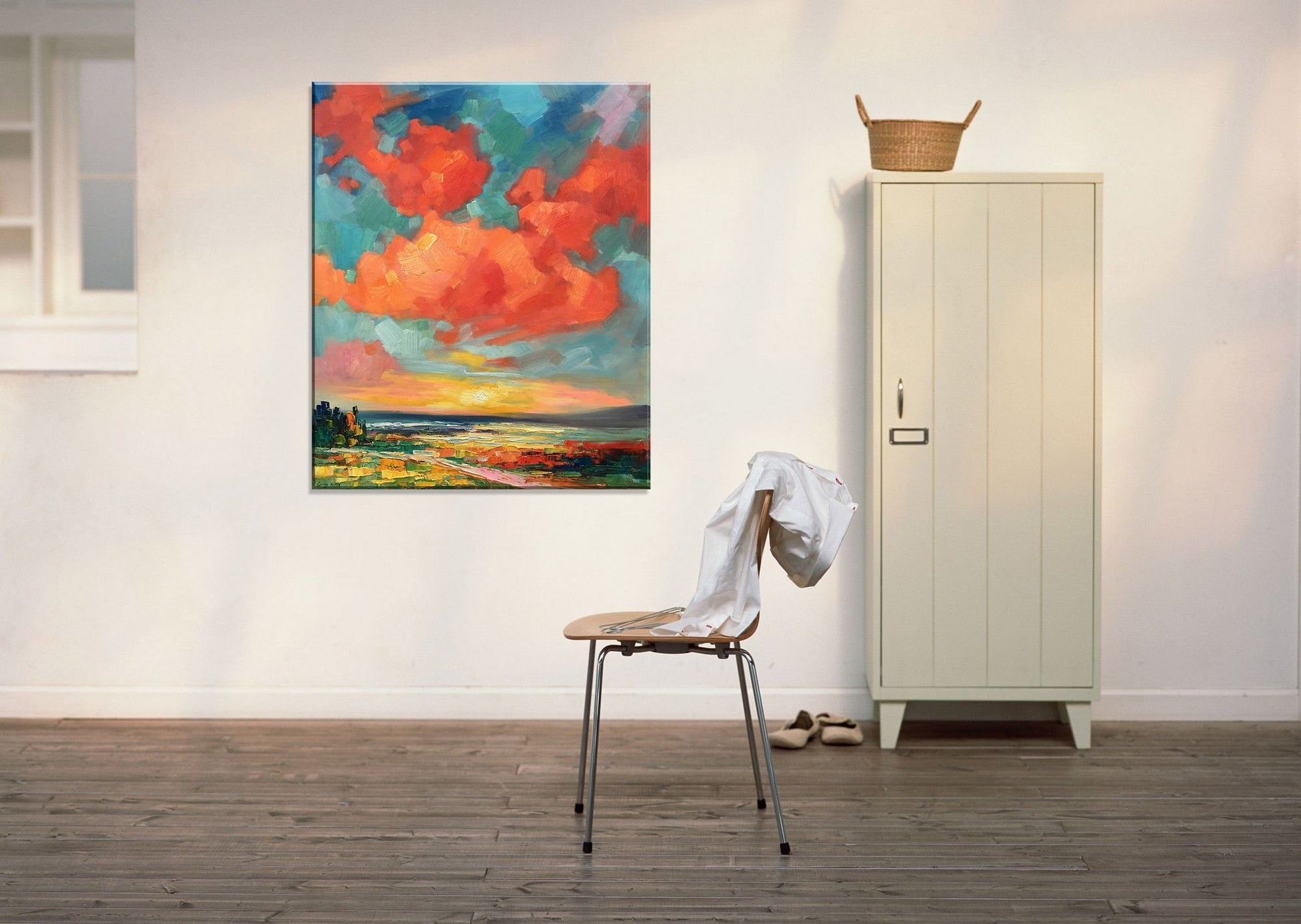 Abstract Landscape Oil Painting Tuscany Skyscape, Wall Art, Oil Painting, Landscape Wall Art, Extra Large Wall Art, Impressionist Art