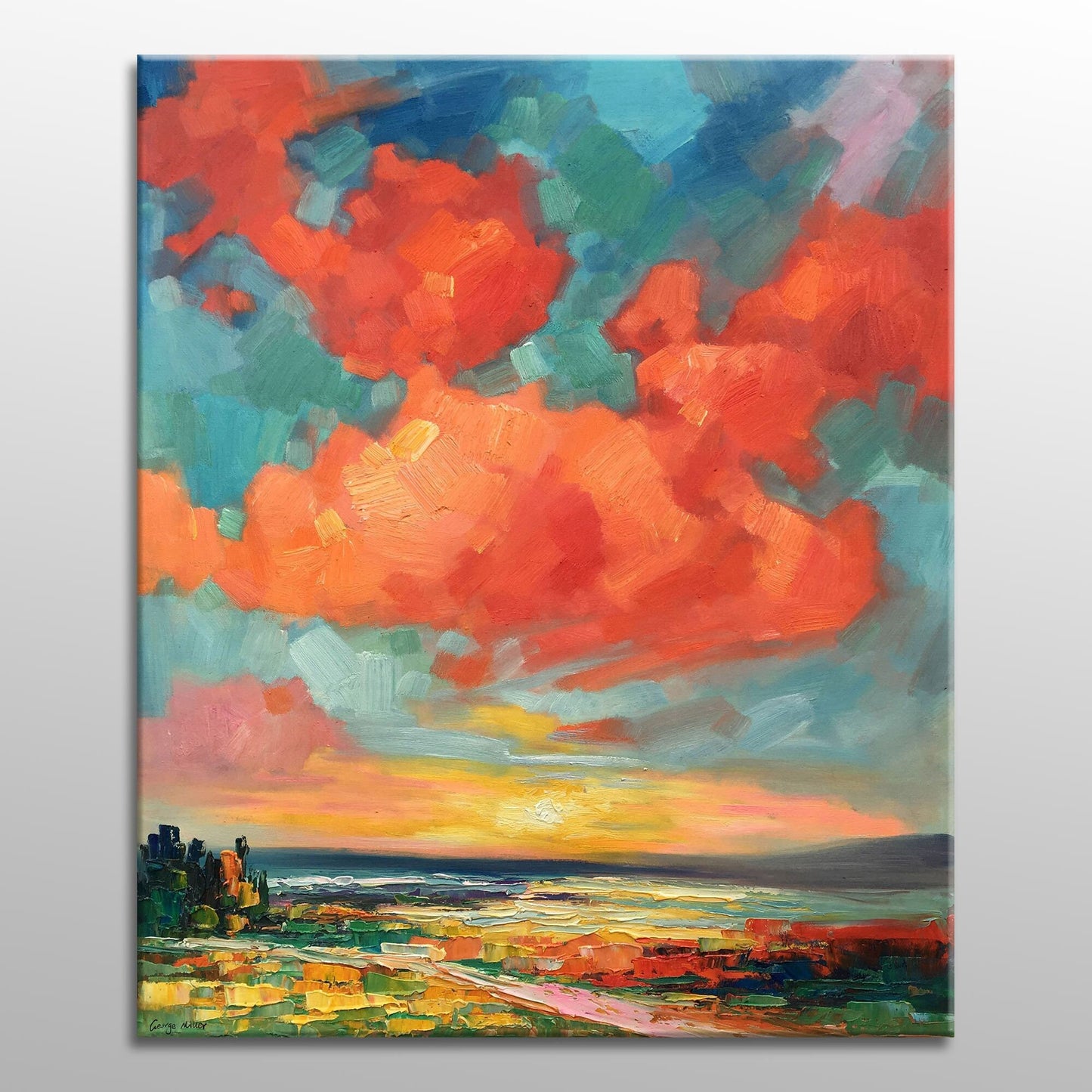 Abstract Landscape Oil Painting Tuscany Skyscape, Wall Art, Oil Painting, Landscape Wall Art, Extra Large Wall Art, Impressionist Art