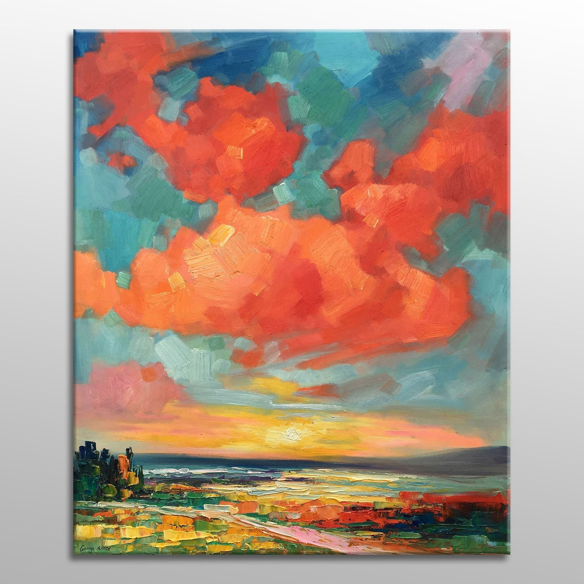 Abstract Landscape Oil Painting Tuscany Skyscape, Wall Art, Oil Painting, Landscape Wall Art, Extra Large Wall Art, Impressionist Art