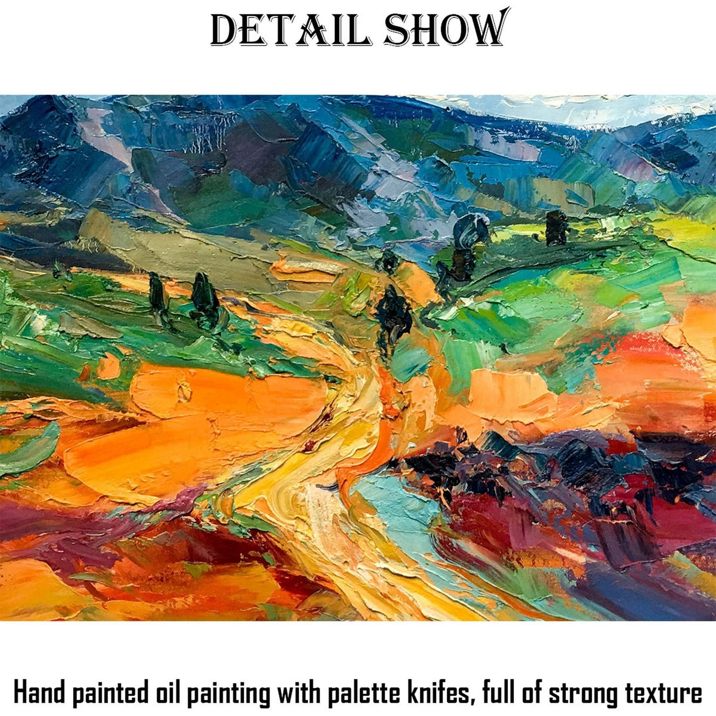 Abstract Painting Landscape with Mountains, Oil Painting, Abstract Canvas Art, Wall Decor, Abstract Wall Art, Bedroom Decor