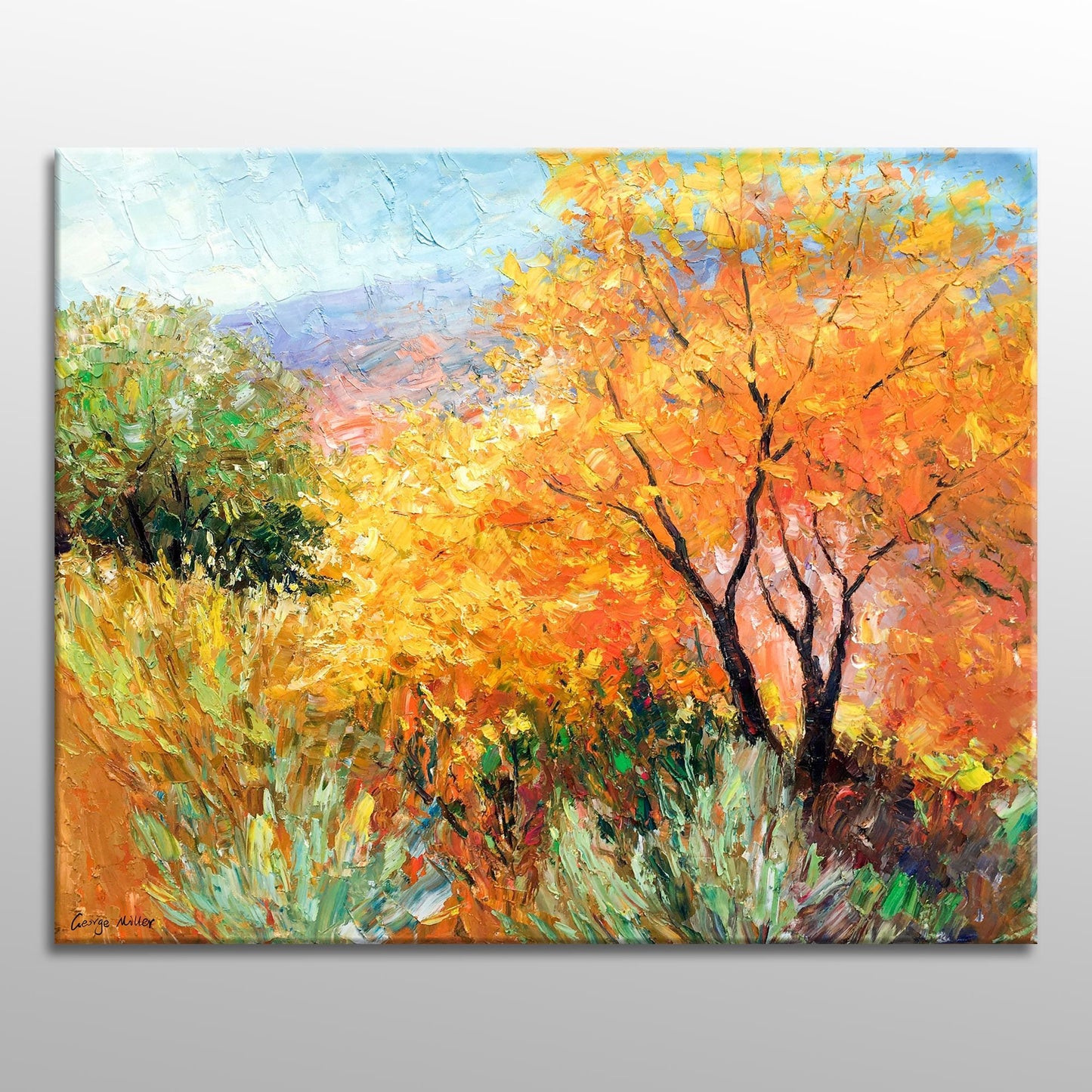 Autumn Landscape Wood Trees, Canvas Wall Art, Wall Art Painting, Landscape, Large Oil Painting Original Canvas, Handmade Art Modern Painting