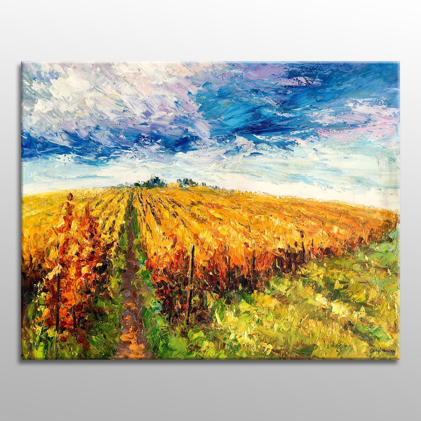 Large Oil Painting Autumn Vineyard, Abstract Oil Painting, Contemporary Art, Canvas Wall Art, Abstract Art, Original Oil Painting Landscape