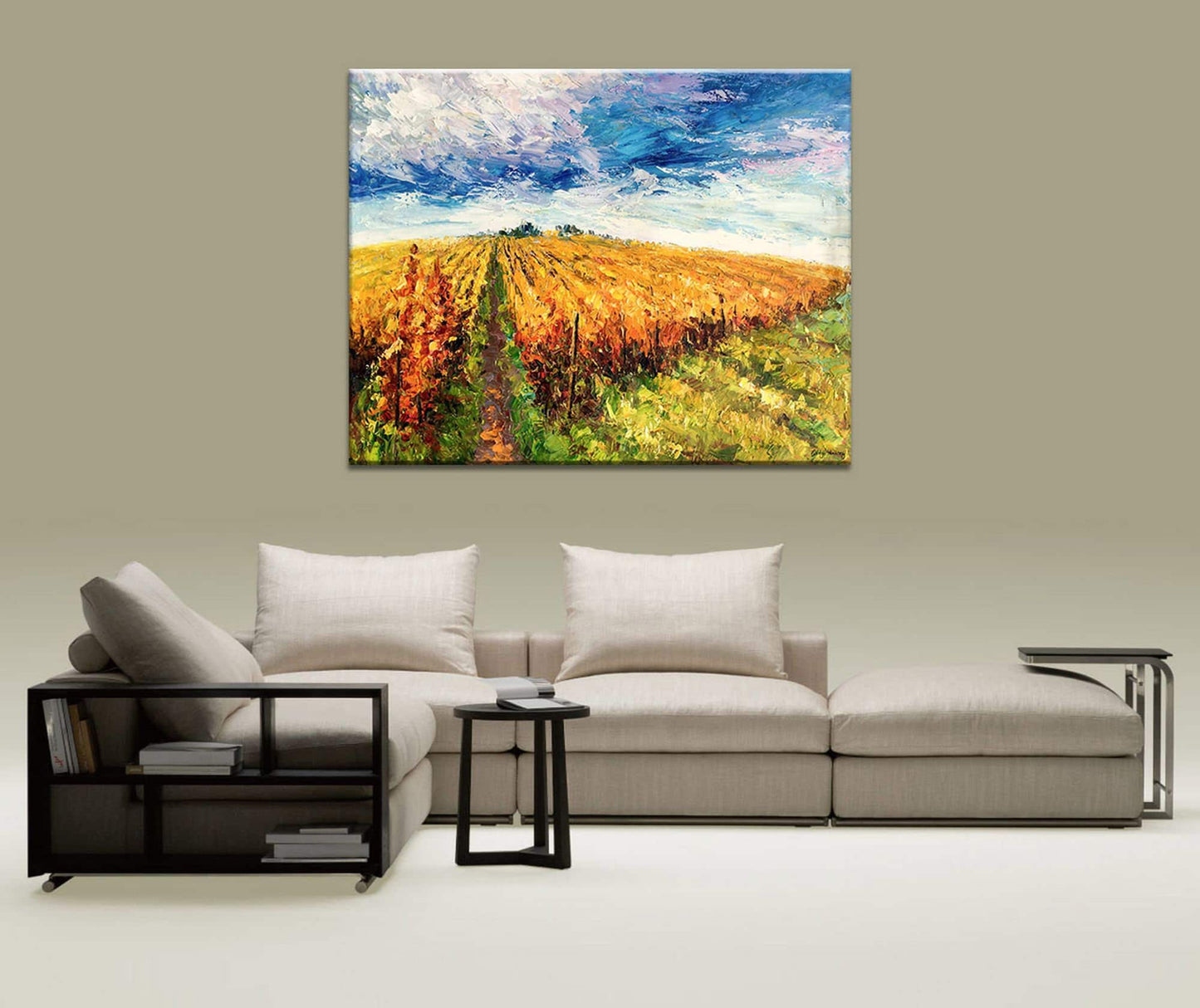 Large Oil Painting Autumn Vineyard, Abstract Oil Painting, Contemporary Art, Canvas Wall Art, Abstract Art, Original Oil Painting Landscape