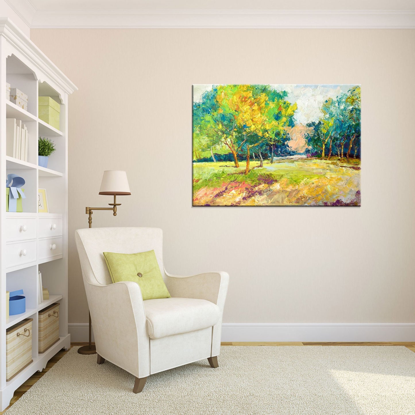 Landscape Oil Painting Spring Village, Canvas Painting, Paintings On Canvas, Abstract Landscape, Handmade Painting, Modern Wall Art, Texture