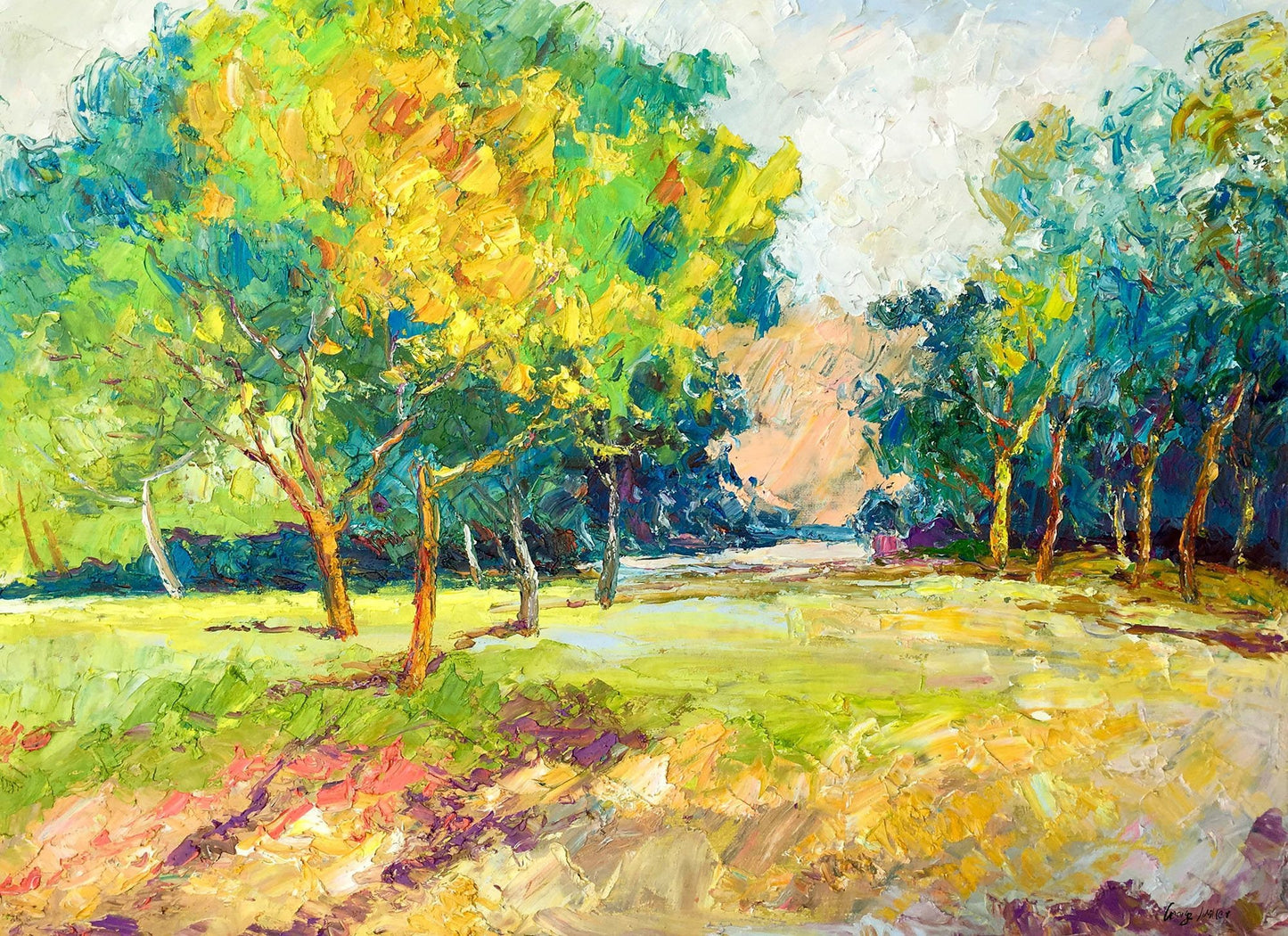 Landscape Oil Painting Spring Village, Canvas Painting, Paintings On Canvas, Abstract Landscape, Handmade Painting, Modern Wall Art, Texture