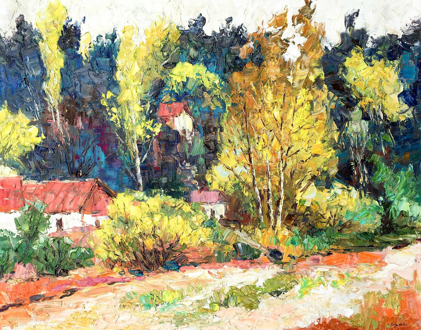 Oil Painting Autumn Forest Landscape, Large Wall Art Canvas, Abstract Oil Painting, Large Oil Painting, Oil Painting Landscape Oil Painting