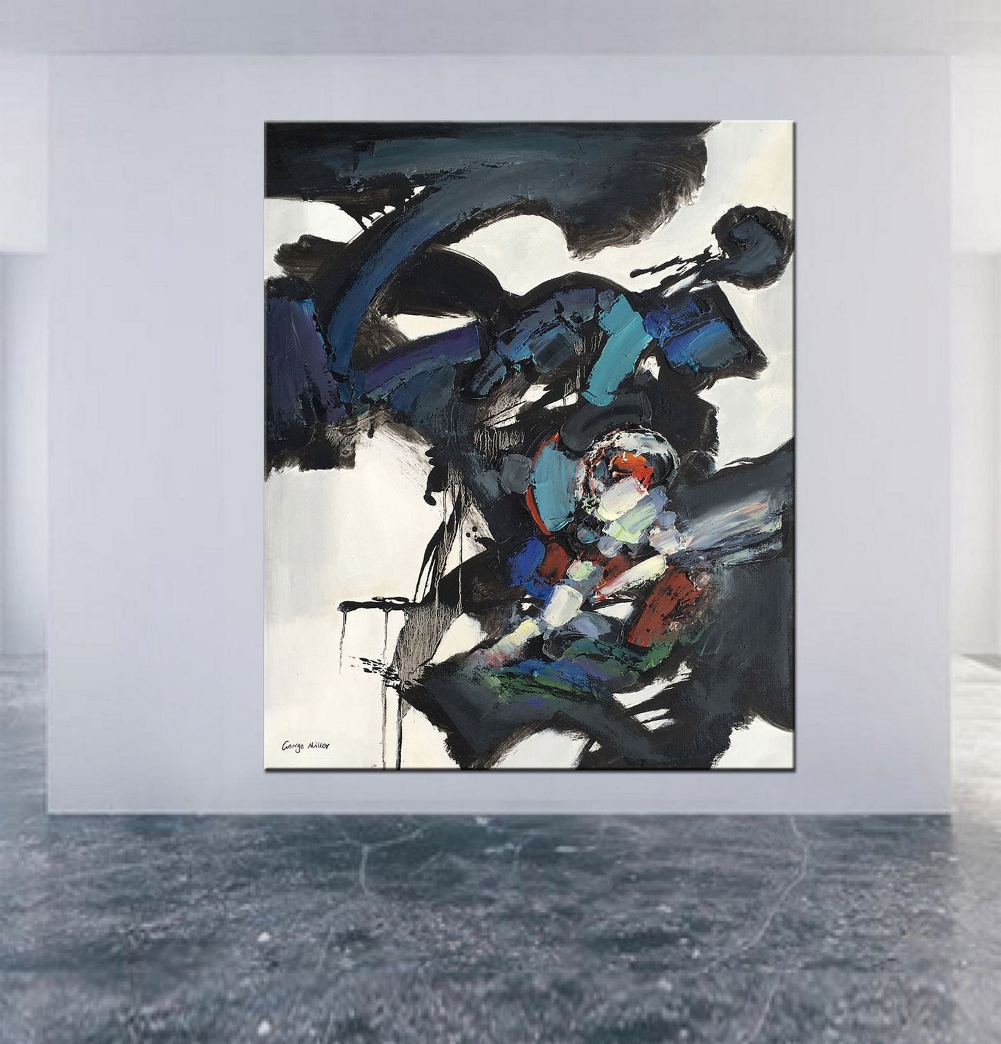 Original Abstract Oil Painting, Abstract Black and Whie Art, Wall Decor, Kitchen Wall Decor, Contemporary Painting, Canvas Art, Large Art