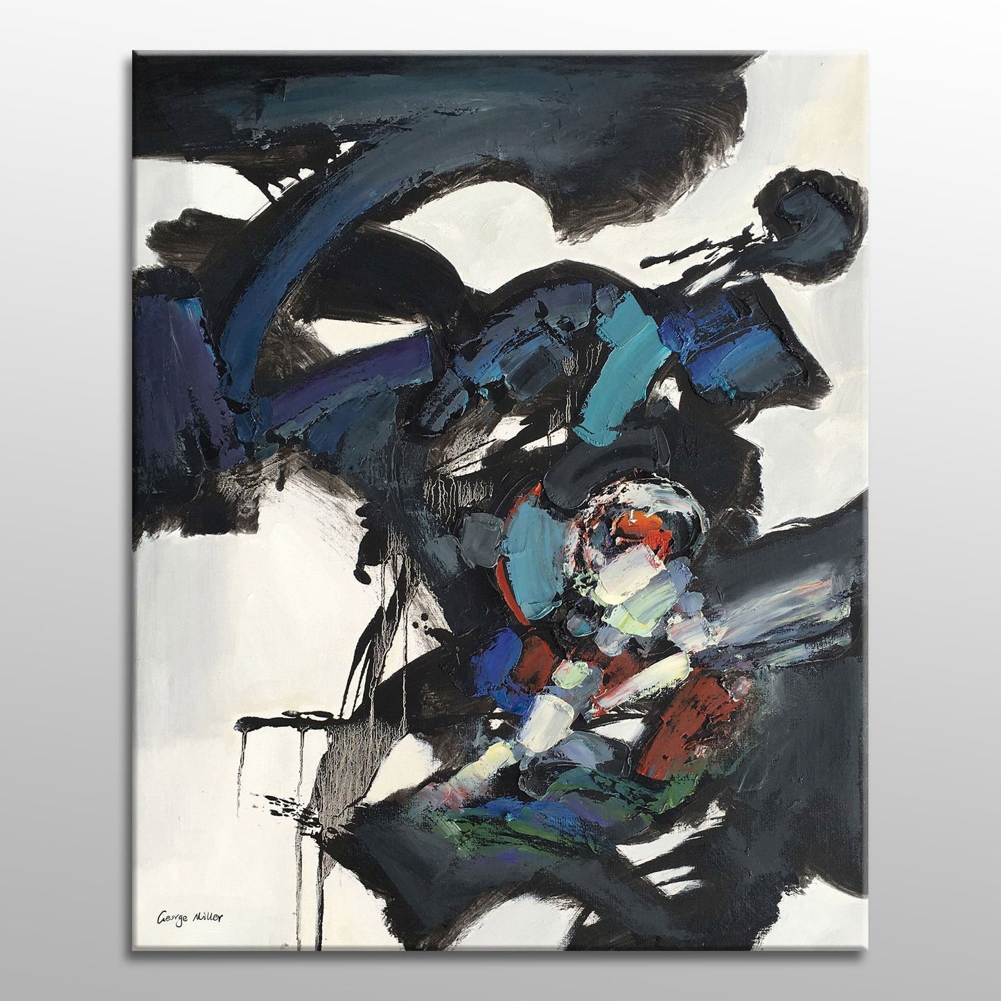 Original Abstract Oil Painting, Abstract Black and Whie Art, Wall Decor, Kitchen Wall Decor, Contemporary Painting, Canvas Art, Large Art