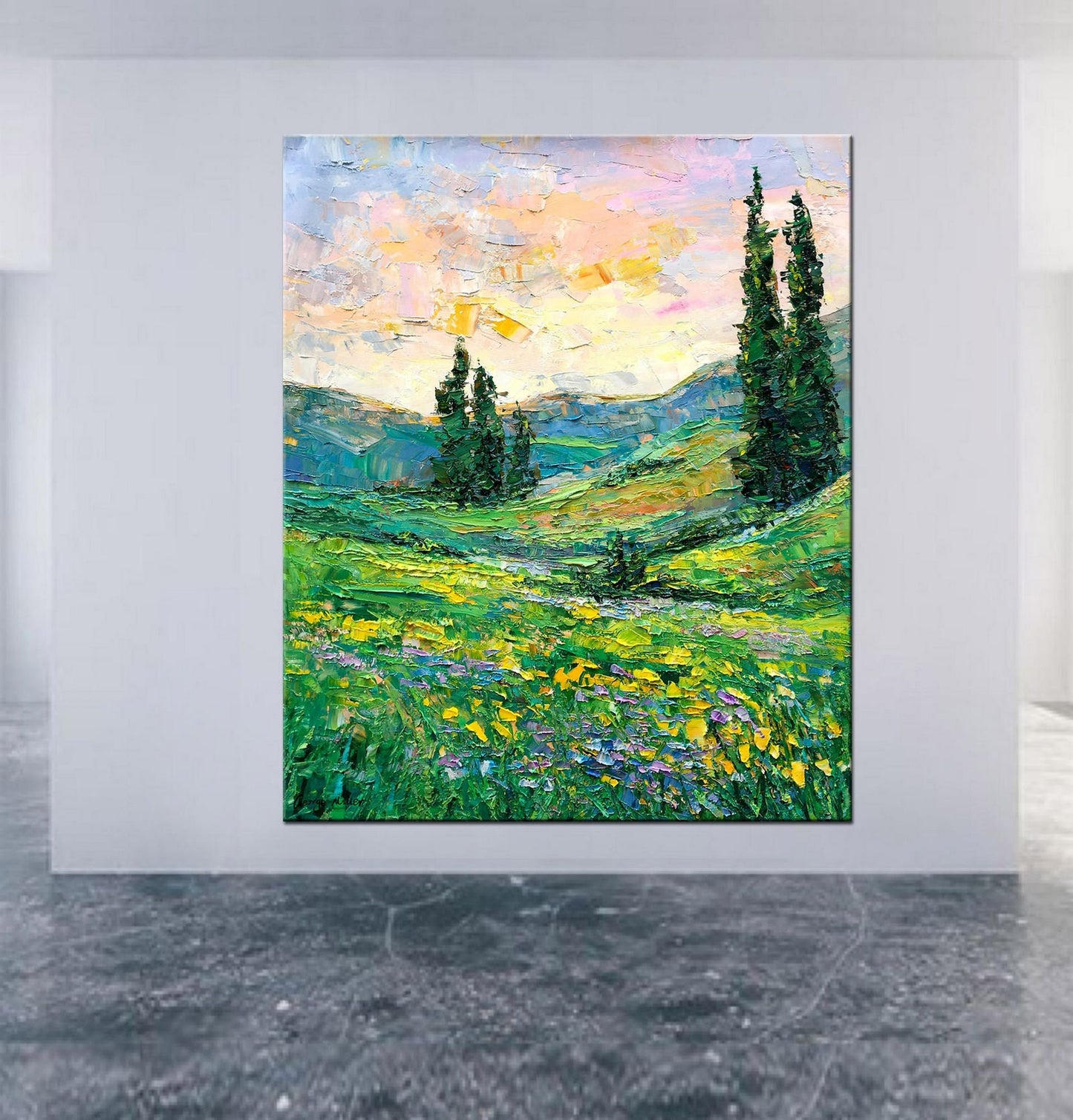 Large Oil Painting Tuscany Spring Landscape, Original Artwork, Modern Art, Painting Abstract, Large Landscape Painting, Large Canvas Art