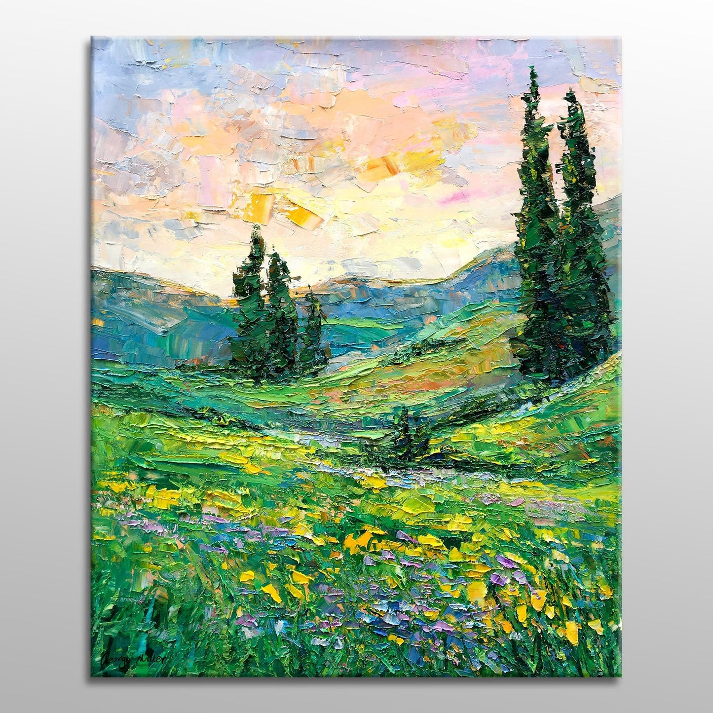 Large Oil Painting Tuscany Spring Landscape, Original Artwork, Modern Art, Painting Abstract, Large Landscape Painting, Large Canvas Art