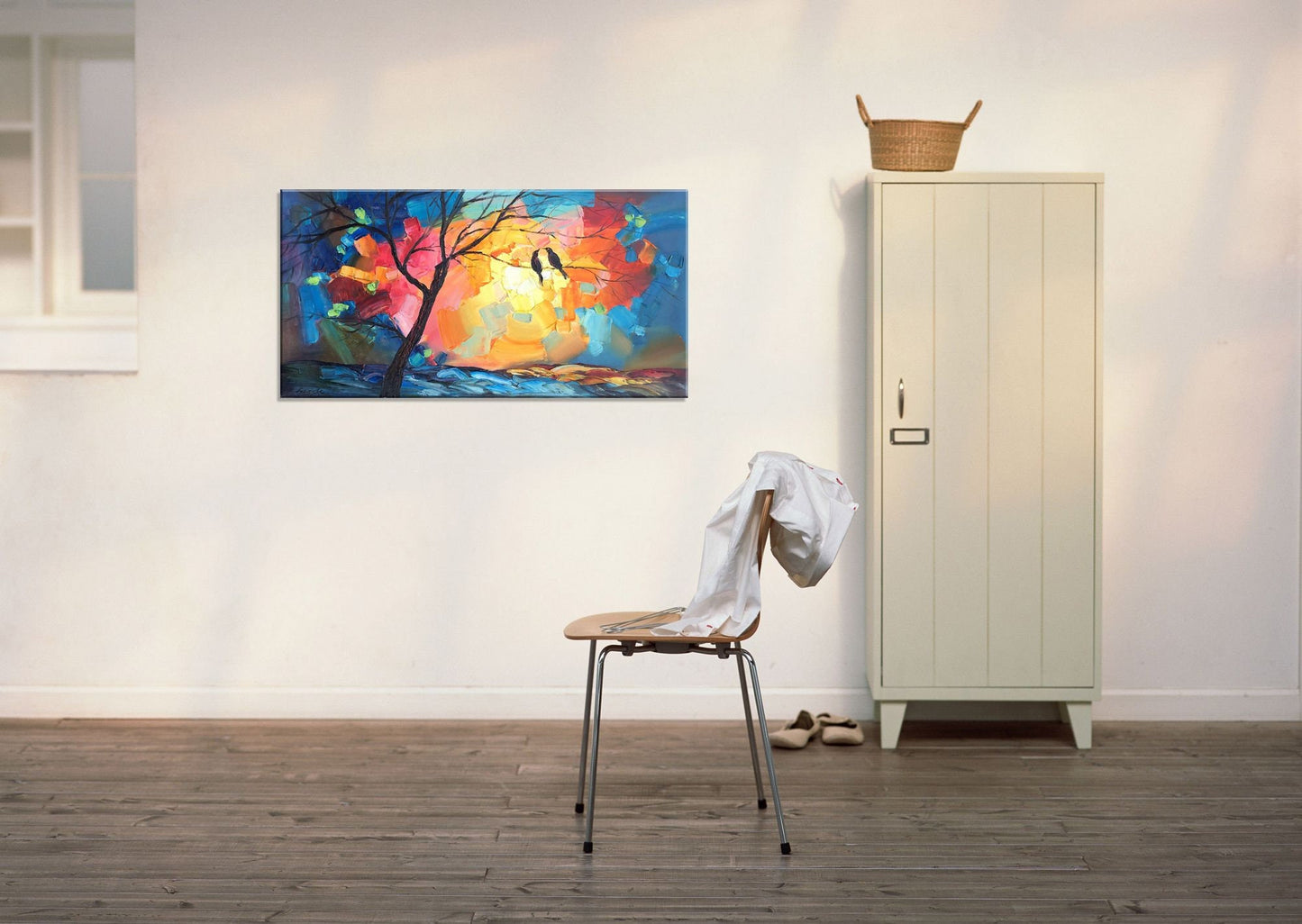 Abstract Art, Canvas Wall Art, Large Landscape Painting, Love Birds Wedding Gift, Original Abstract Painting, Abstract Canvas Painting