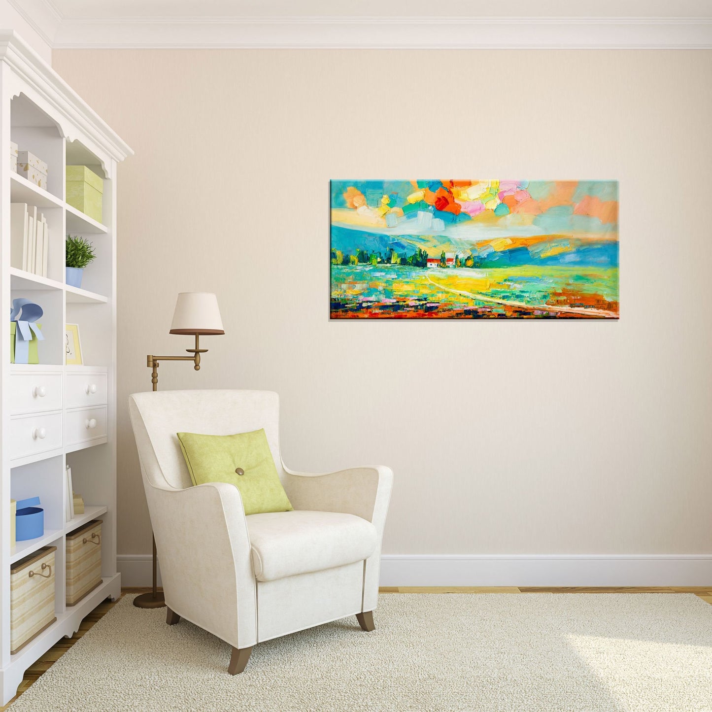 Canvas Art, Large Oil Painting, Abstract Spring Painting, Landscape Oil Painting, Living Room Wall Art, Abstract Wall Art, Modern Painting