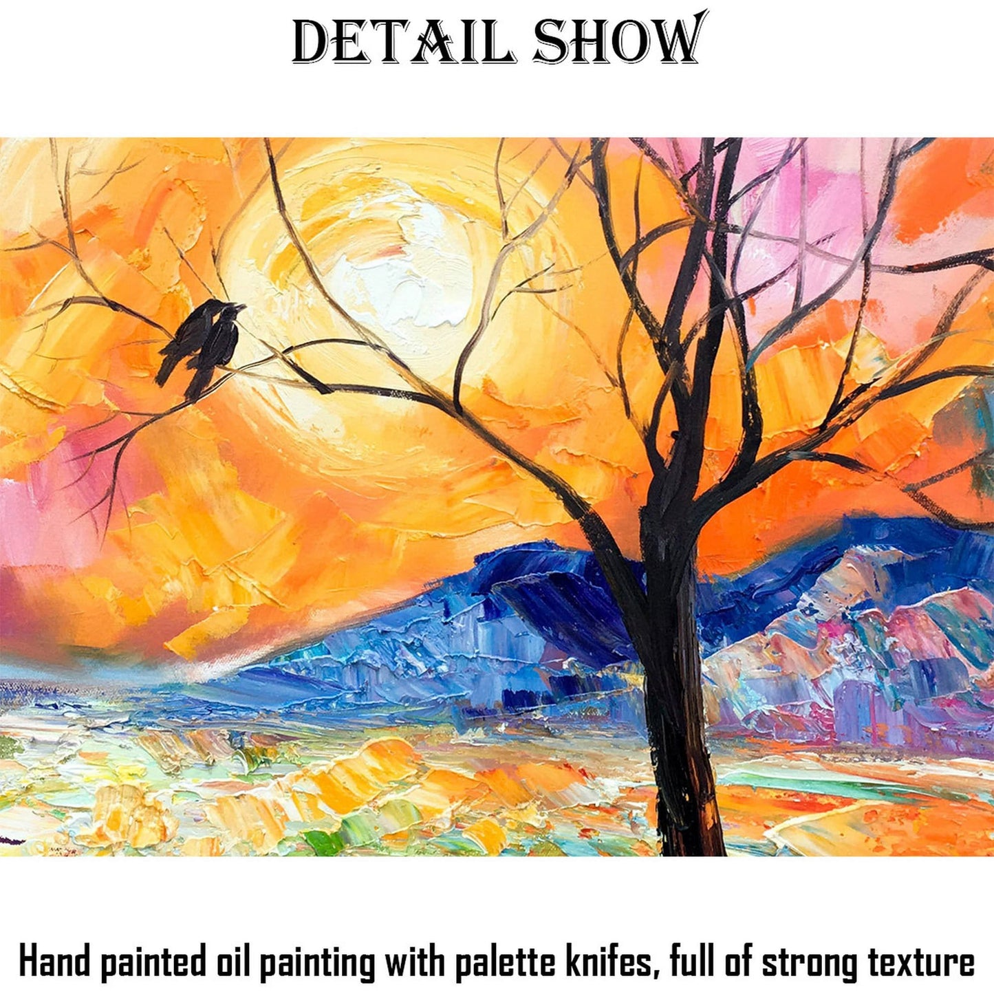Canvas Art, Large Abstract Painting, Contemporary Art, Large Canvas Wall Art, Original Oil Painting, Love Birds, Tree Art, Abstract Painting