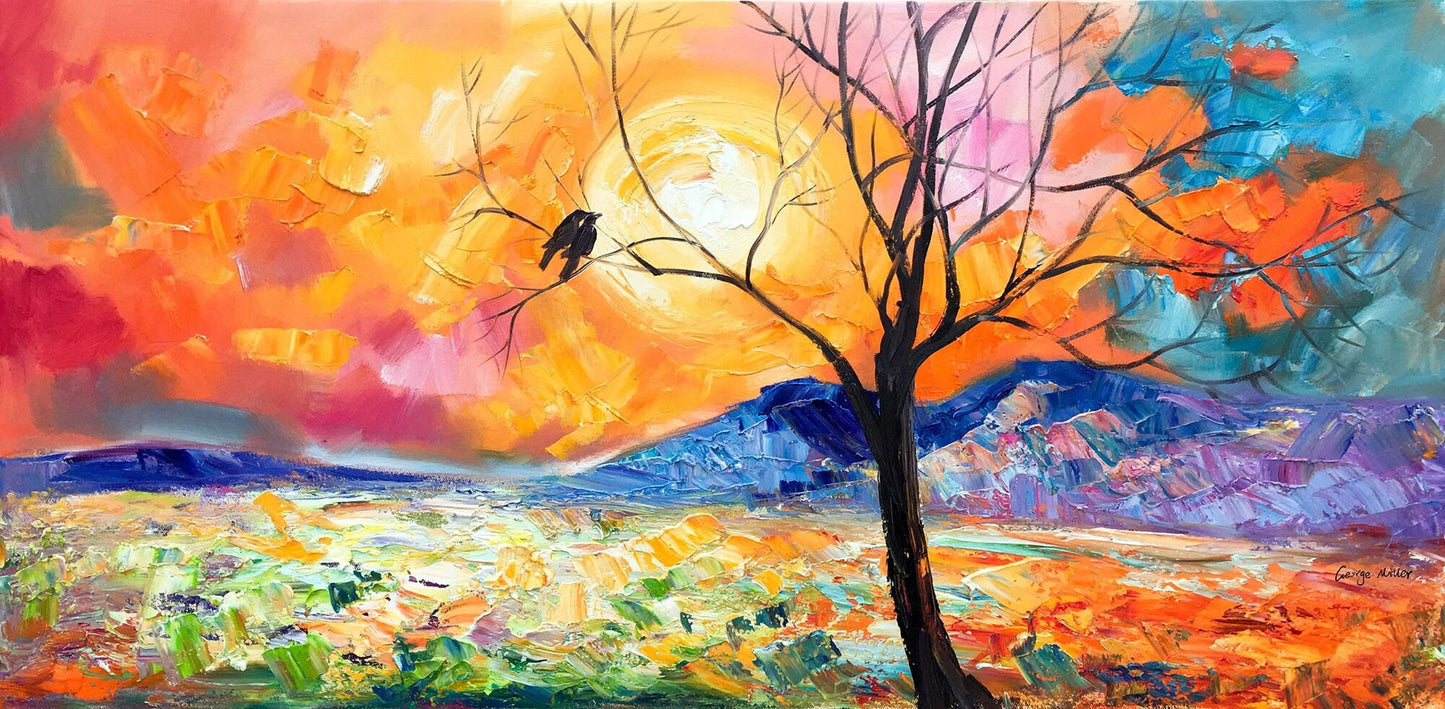 Canvas Art, Large Abstract Painting, Contemporary Art, Large Canvas Wall Art, Original Oil Painting, Love Birds, Tree Art, Abstract Painting