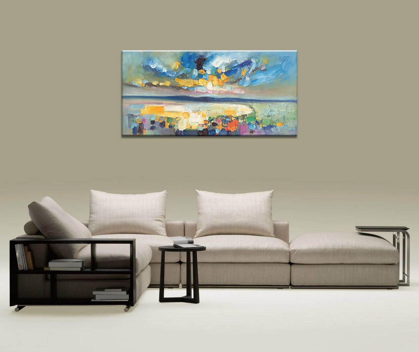 Oil Painting Landscape Riverside Sunset, Canvas Art, Oil On Canvas Painting, Abstract Landscape, Oversized Wall Art, Handmade, Rustic