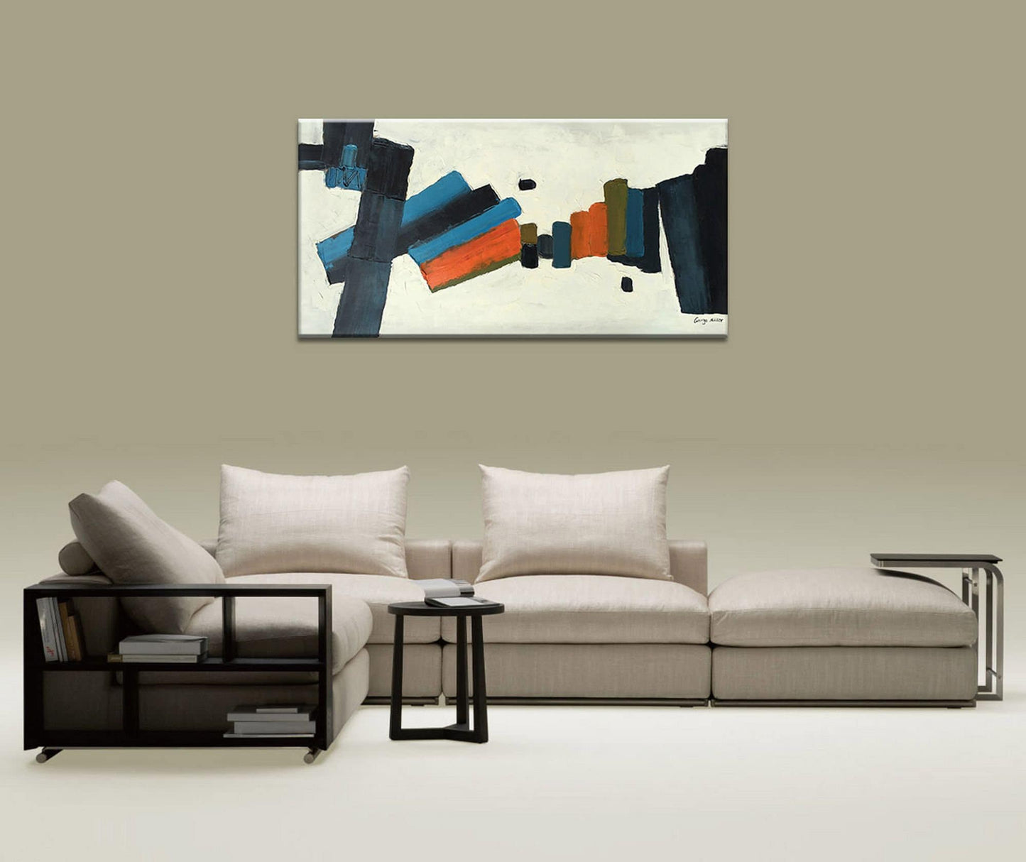 Original Abstract Painting Black and White, Coffee Wall Art, Modern Painting, Canvas Painting, Large Abstract Art, String Lights For Bedroom