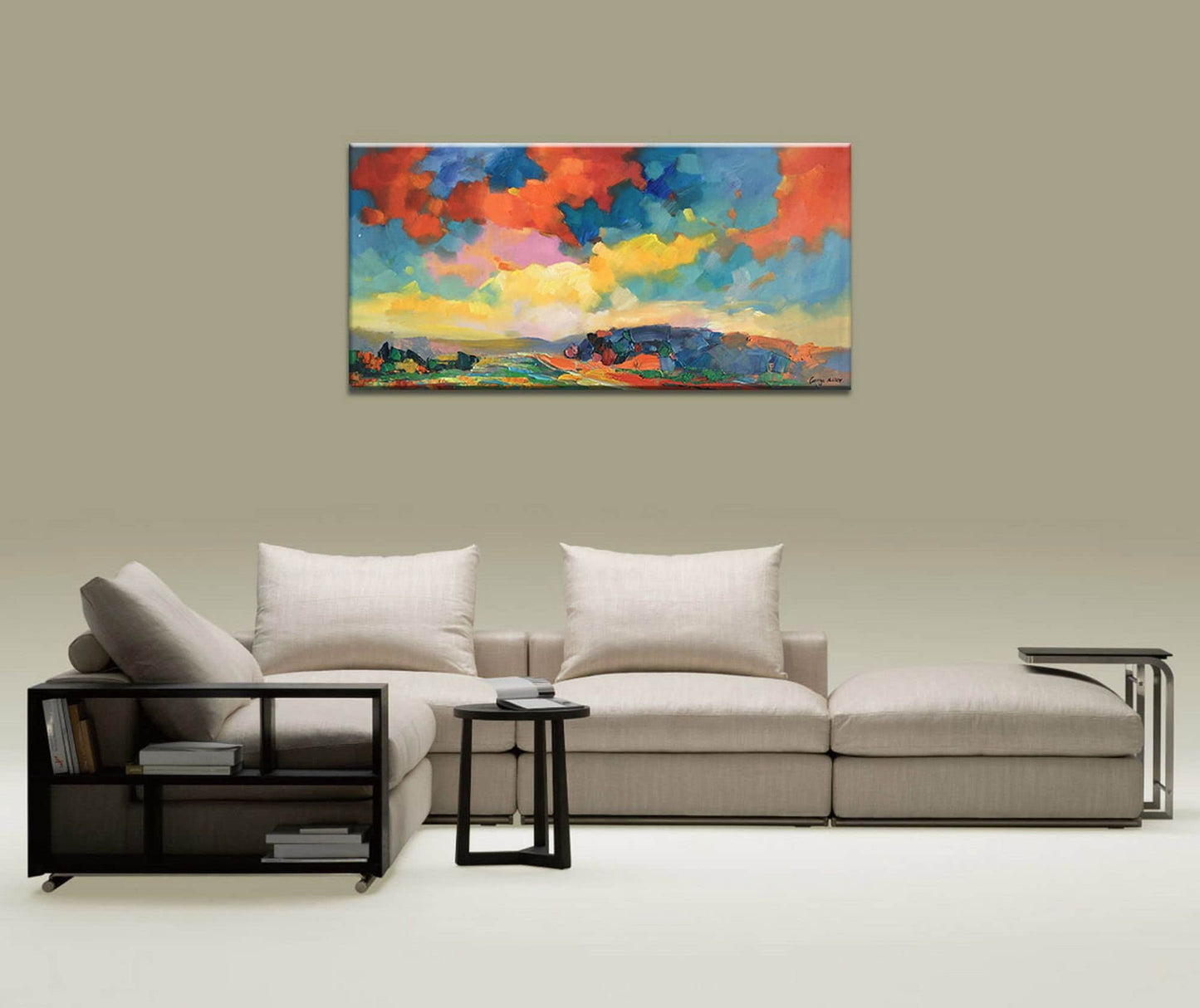 Abstract Landscape Oil Painting, Wall Hanging, Oil Painting, Abstract Original Painting Fluid Wall Art Gold, Oversized Paintings On Canvas