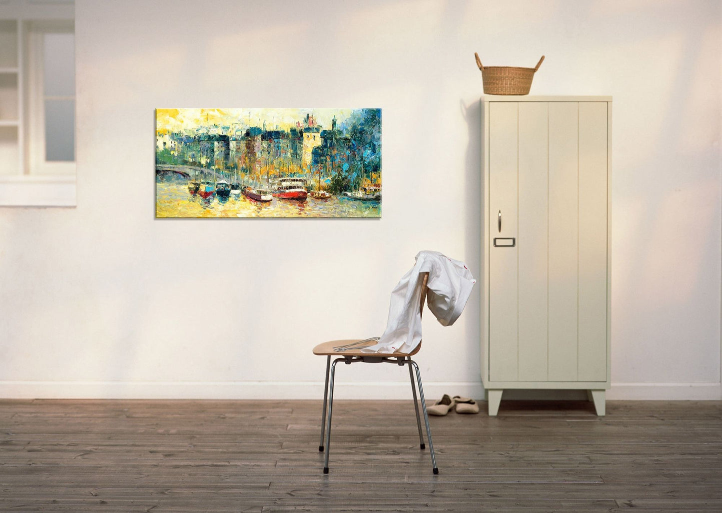 Cityscape Oil Painting Thames London, Canvas Wall Art, Painting Abstract, Large Canvas Art, Contemporary Painting, Living Room Wall Decor