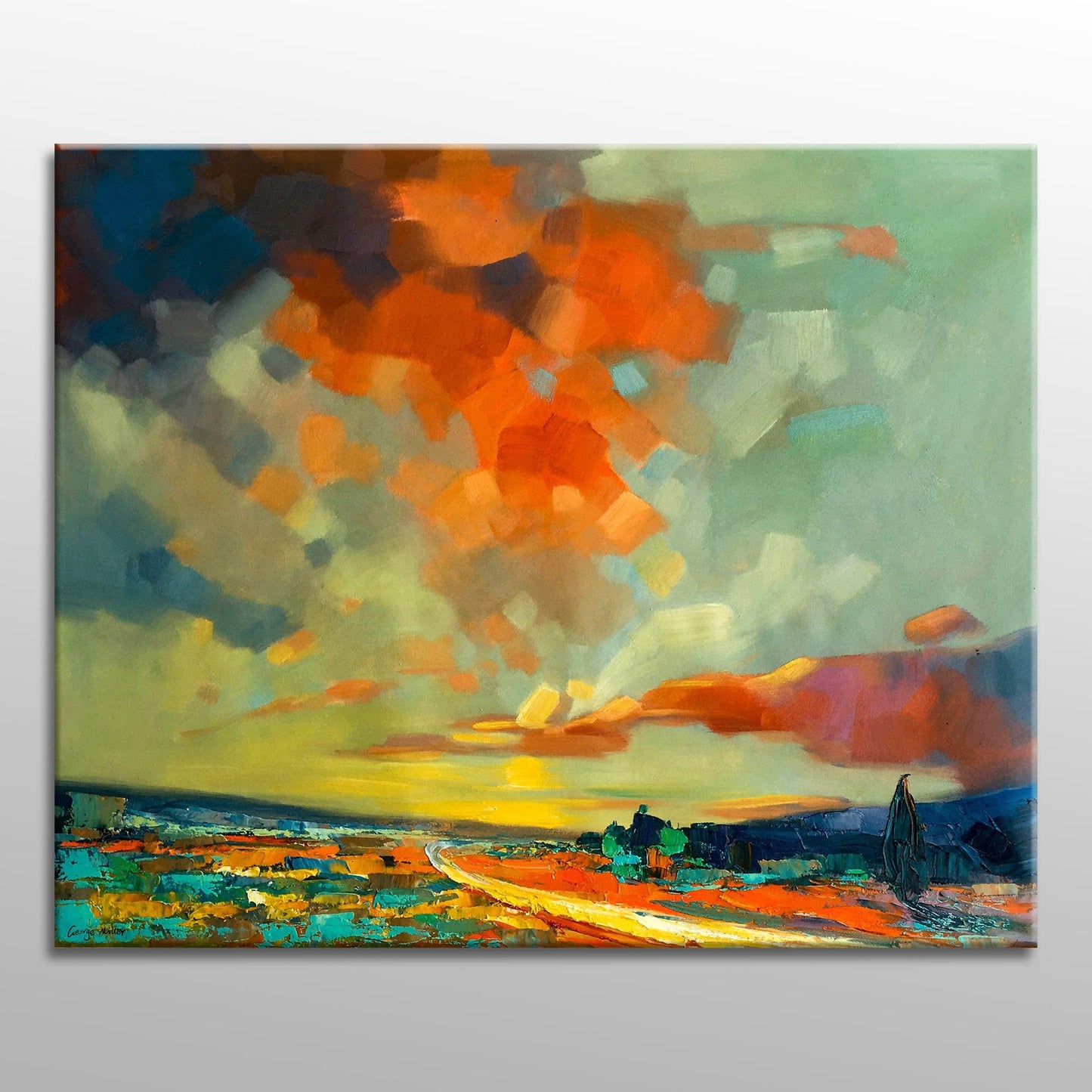 Large Abstract Landscape Oil Painting, Canvas Wall Art, Paintings On Canvas, Oversized Painting, Handmade, Impressionist Art, Impasto