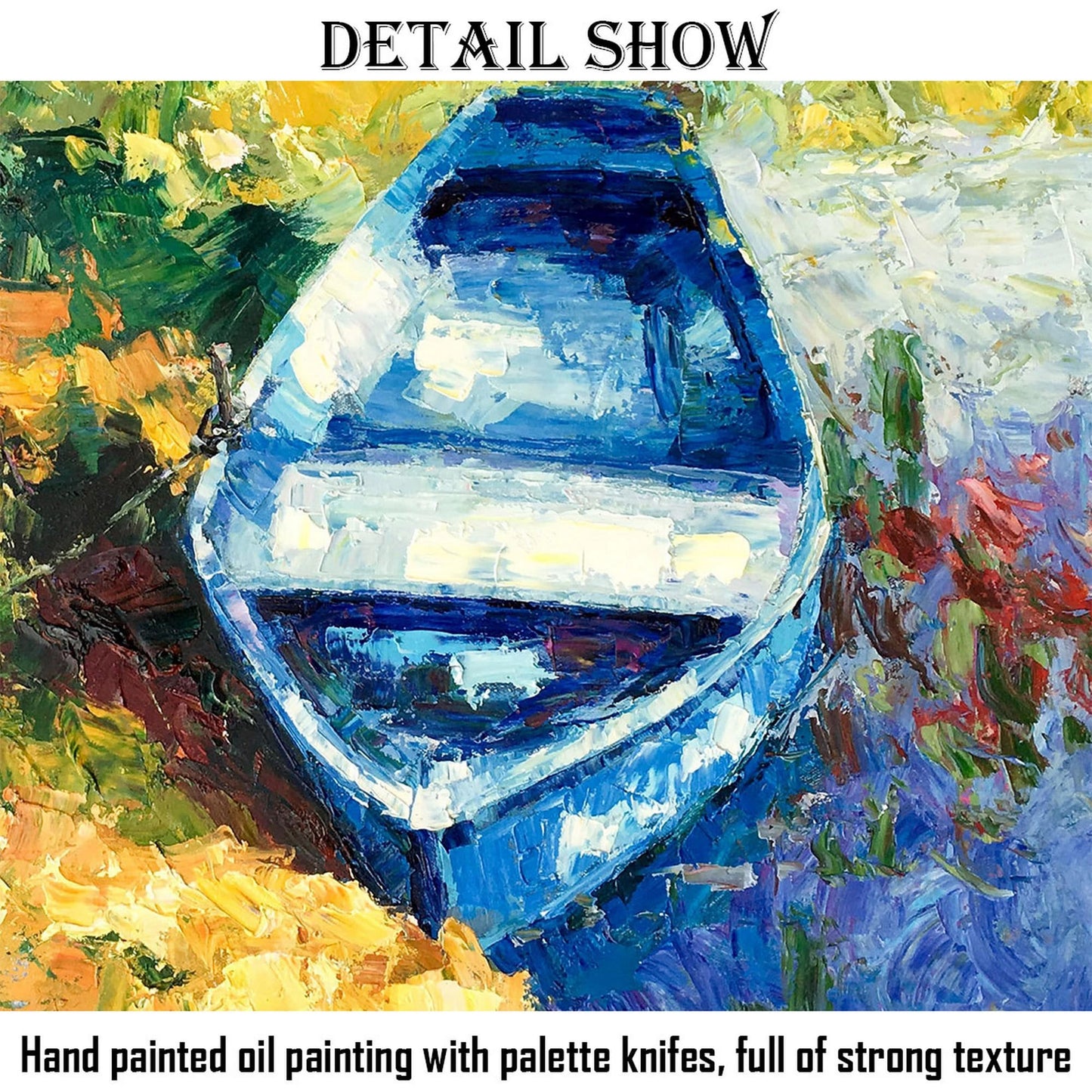 Original Landscape Oil Painting Fishing Boat Spring, Contemporary Painting, Oil Painting Original, Oil Painting Abstract, Art, Large Art