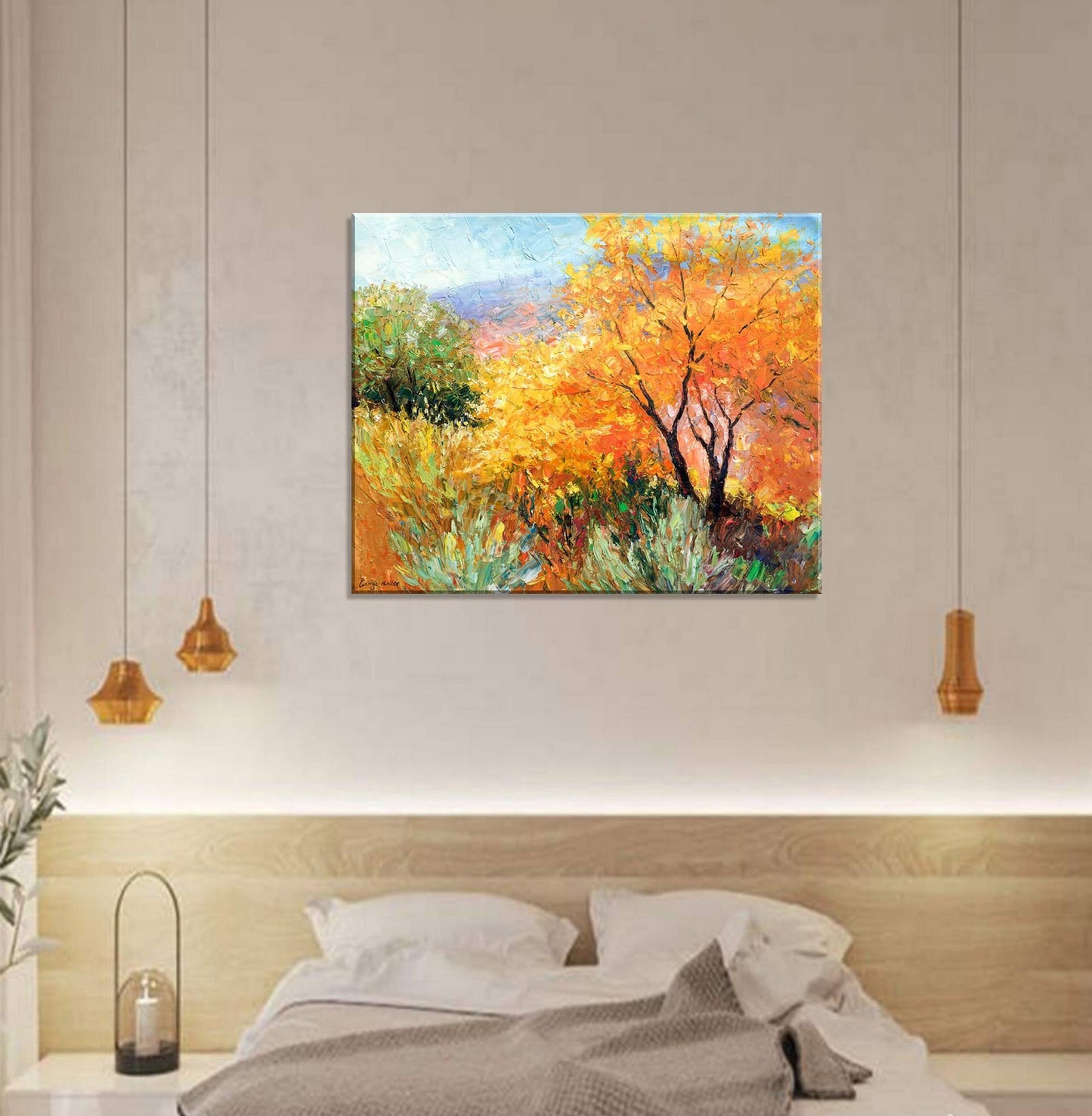 Autumn Landscape Wood Trees, Canvas Wall Art, Wall Art Painting, Landscape, Large Oil Painting Original Canvas, Handmade Art Modern Painting