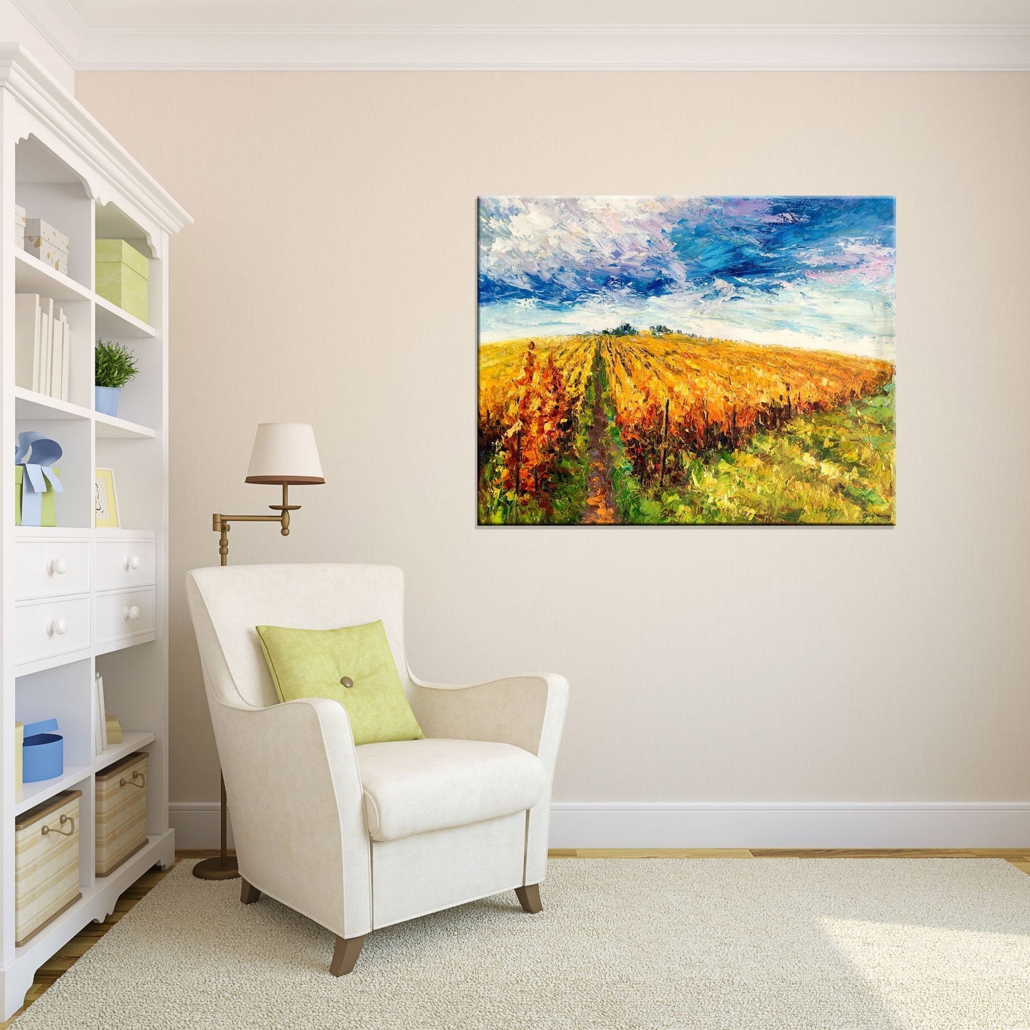 Large Oil Painting Autumn Vineyard, Abstract Oil Painting, Contemporary Art, Canvas Wall Art, Abstract Art, Original Oil Painting Landscape