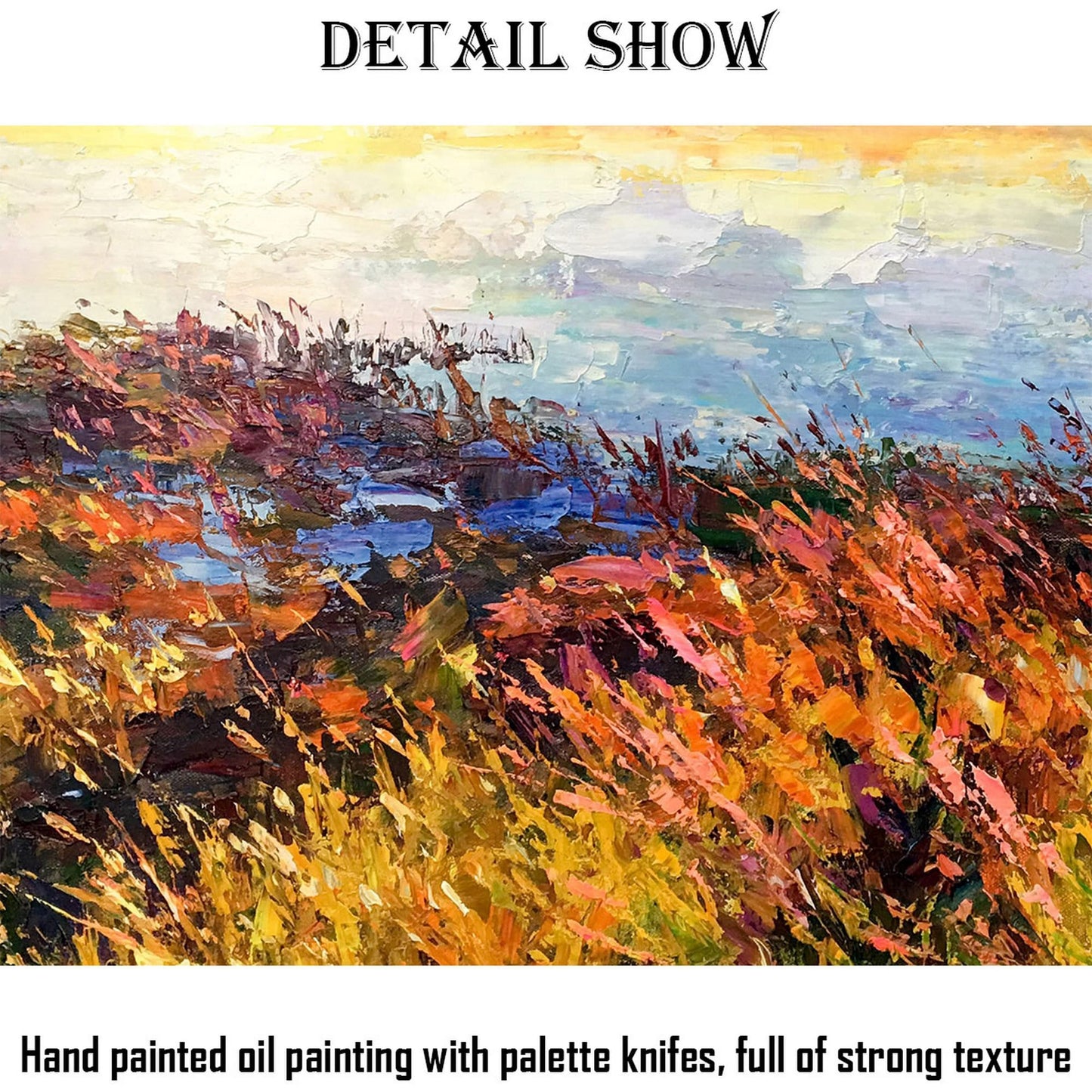 Experience the beauty of a Sunrise by the Lake- Large oil palette knife painting for your home decor