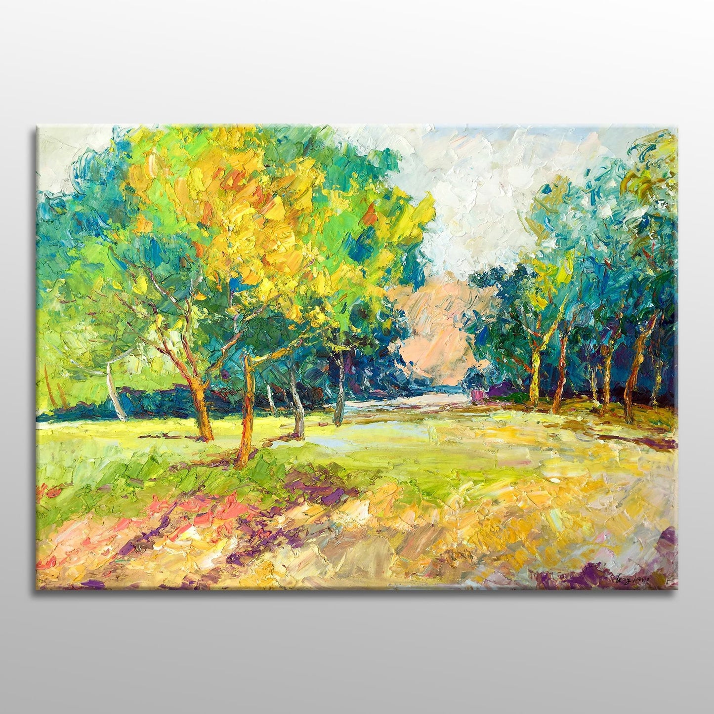 Landscape Oil Painting Spring Village, Canvas Painting, Paintings On Canvas, Abstract Landscape, Handmade Painting, Modern Wall Art, Texture
