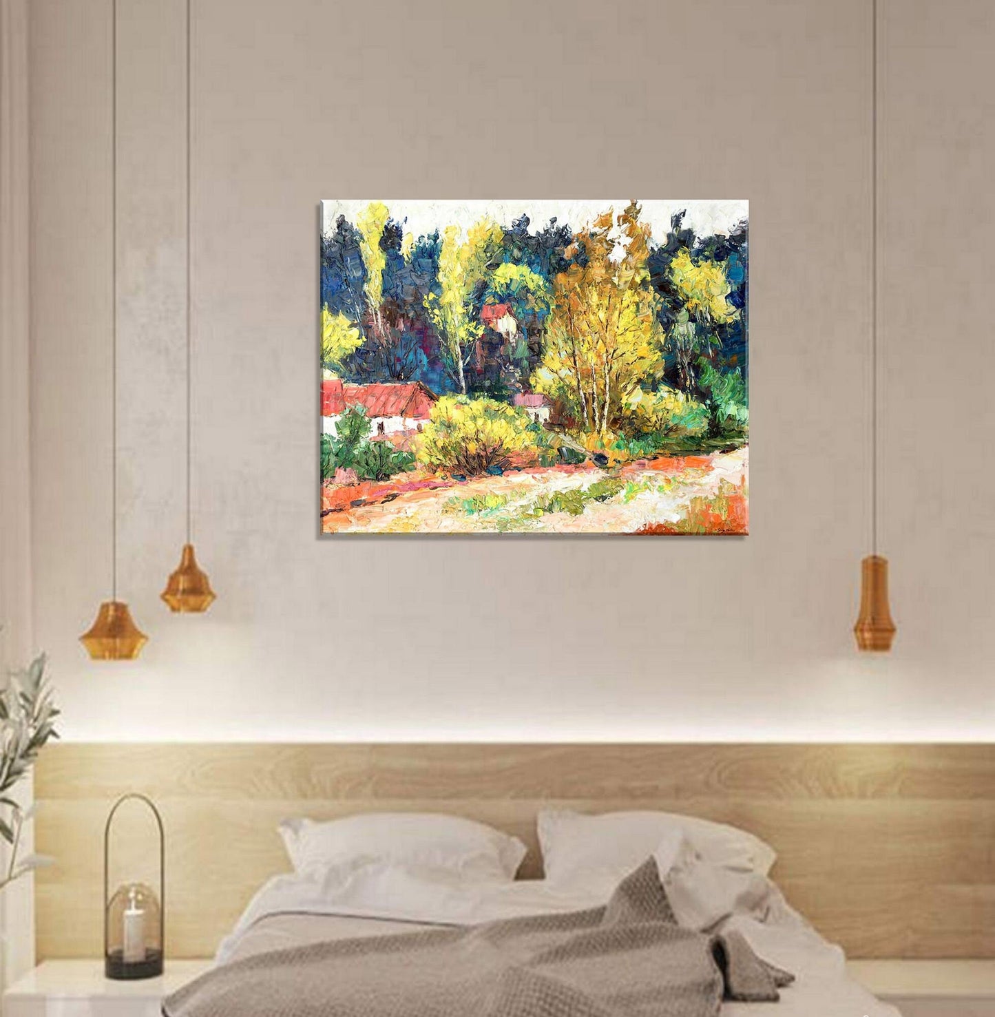 Oil Painting Autumn Forest Landscape, Large Wall Art Canvas, Abstract Oil Painting, Large Oil Painting, Oil Painting Landscape Oil Painting