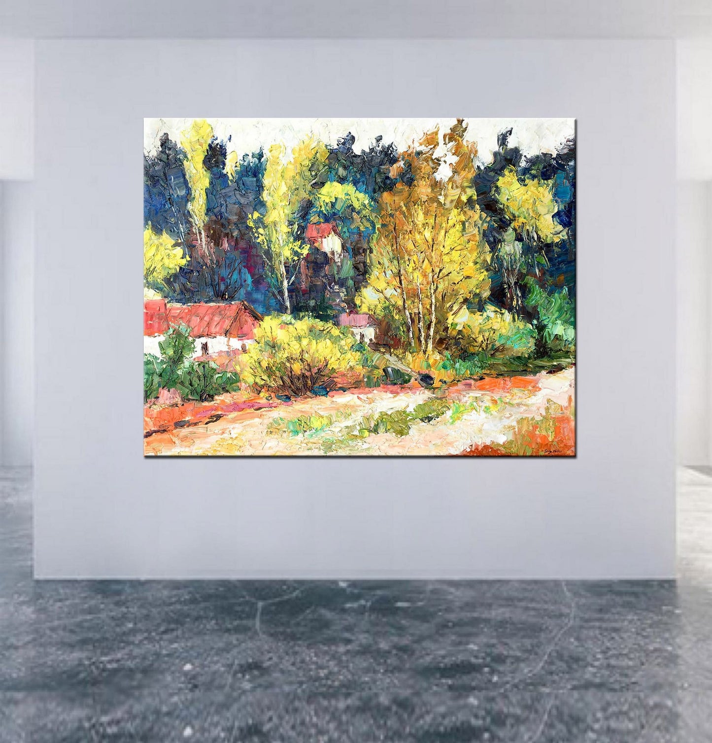 Oil Painting Autumn Forest Landscape, Large Wall Art Canvas, Abstract Oil Painting, Large Oil Painting, Oil Painting Landscape Oil Painting