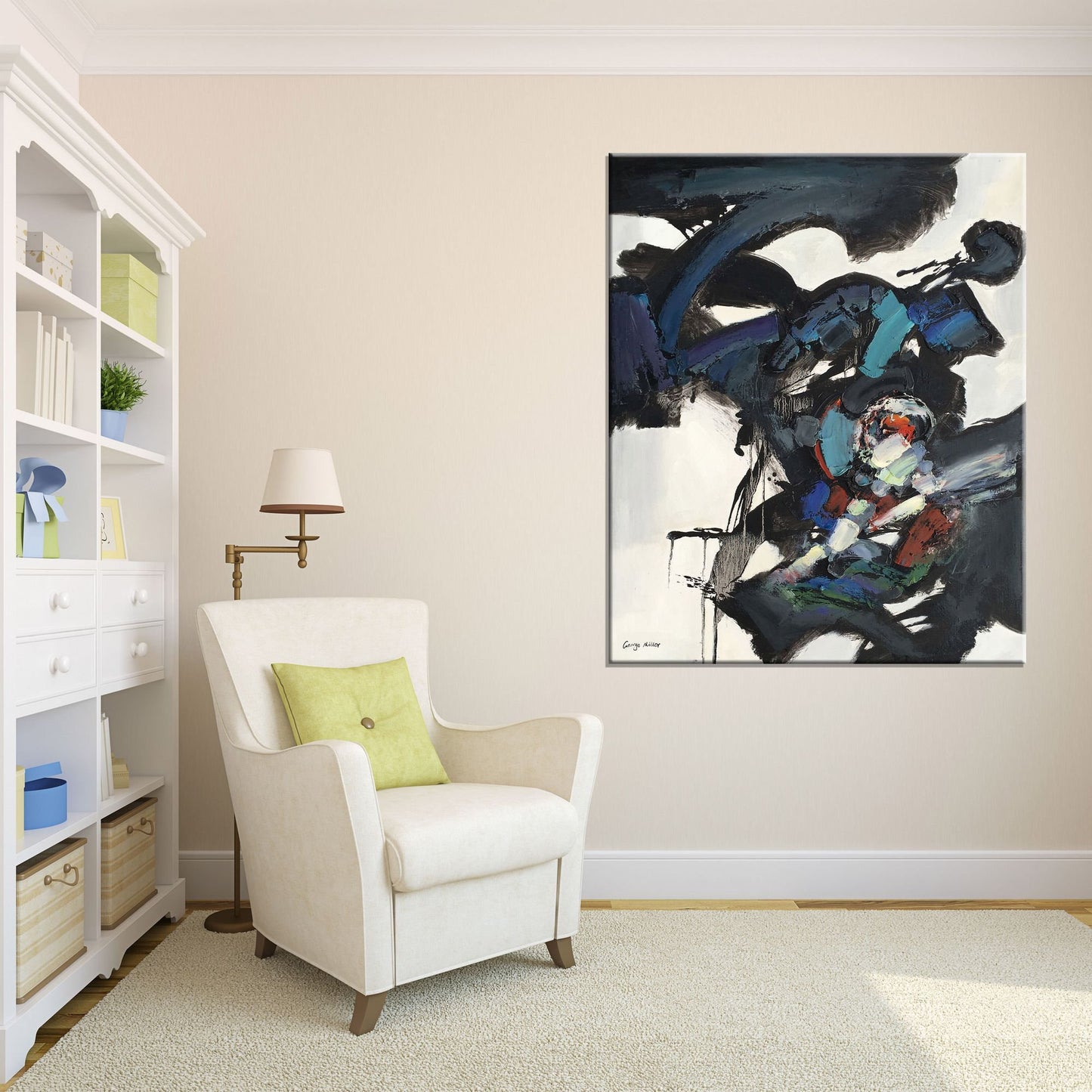 Original Abstract Oil Painting, Abstract Black and Whie Art, Wall Decor, Kitchen Wall Decor, Contemporary Painting, Canvas Art, Large Art