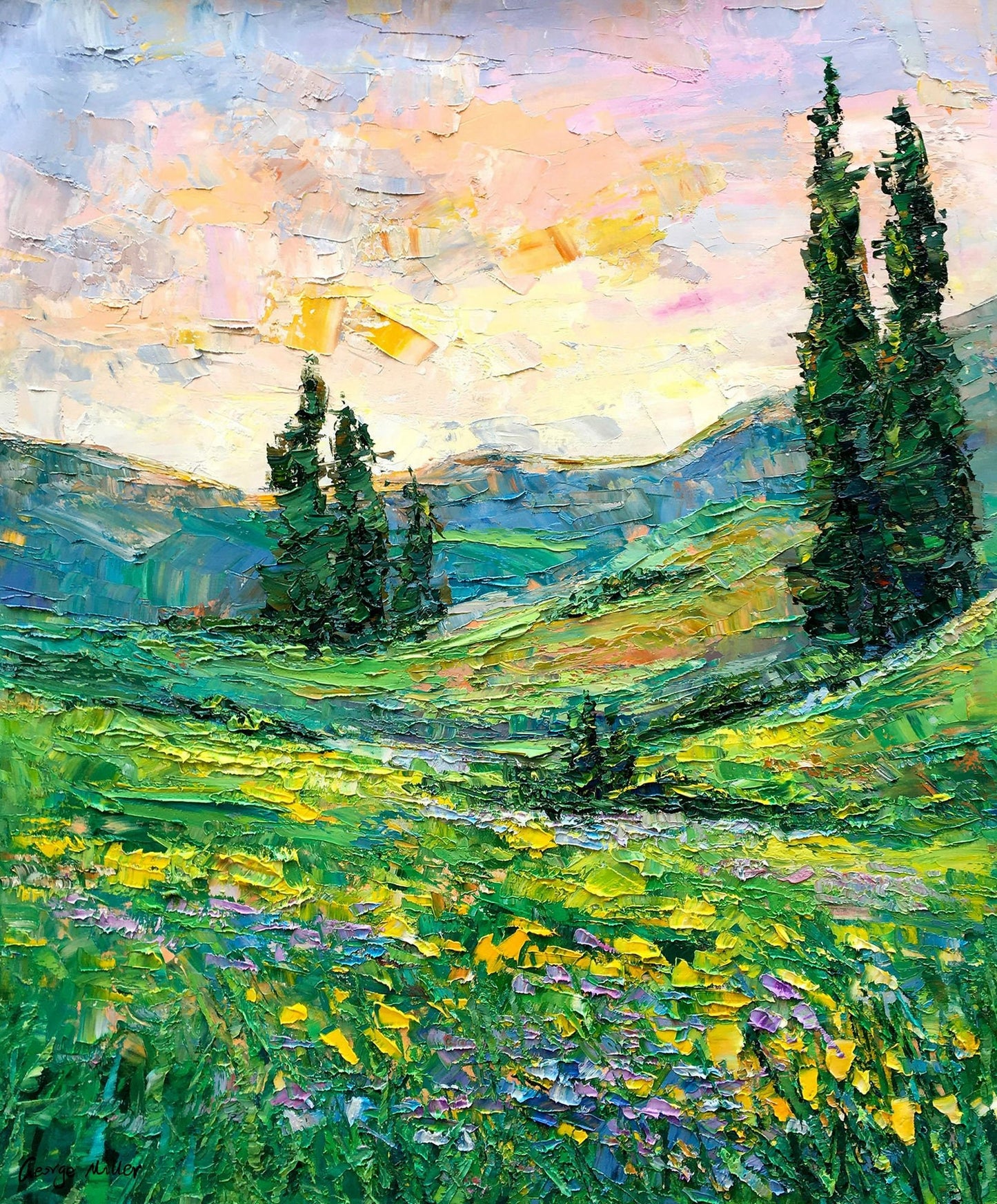 Large Oil Painting Tuscany Spring Landscape, Original Artwork, Modern Art, Painting Abstract, Large Landscape Painting, Large Canvas Art
