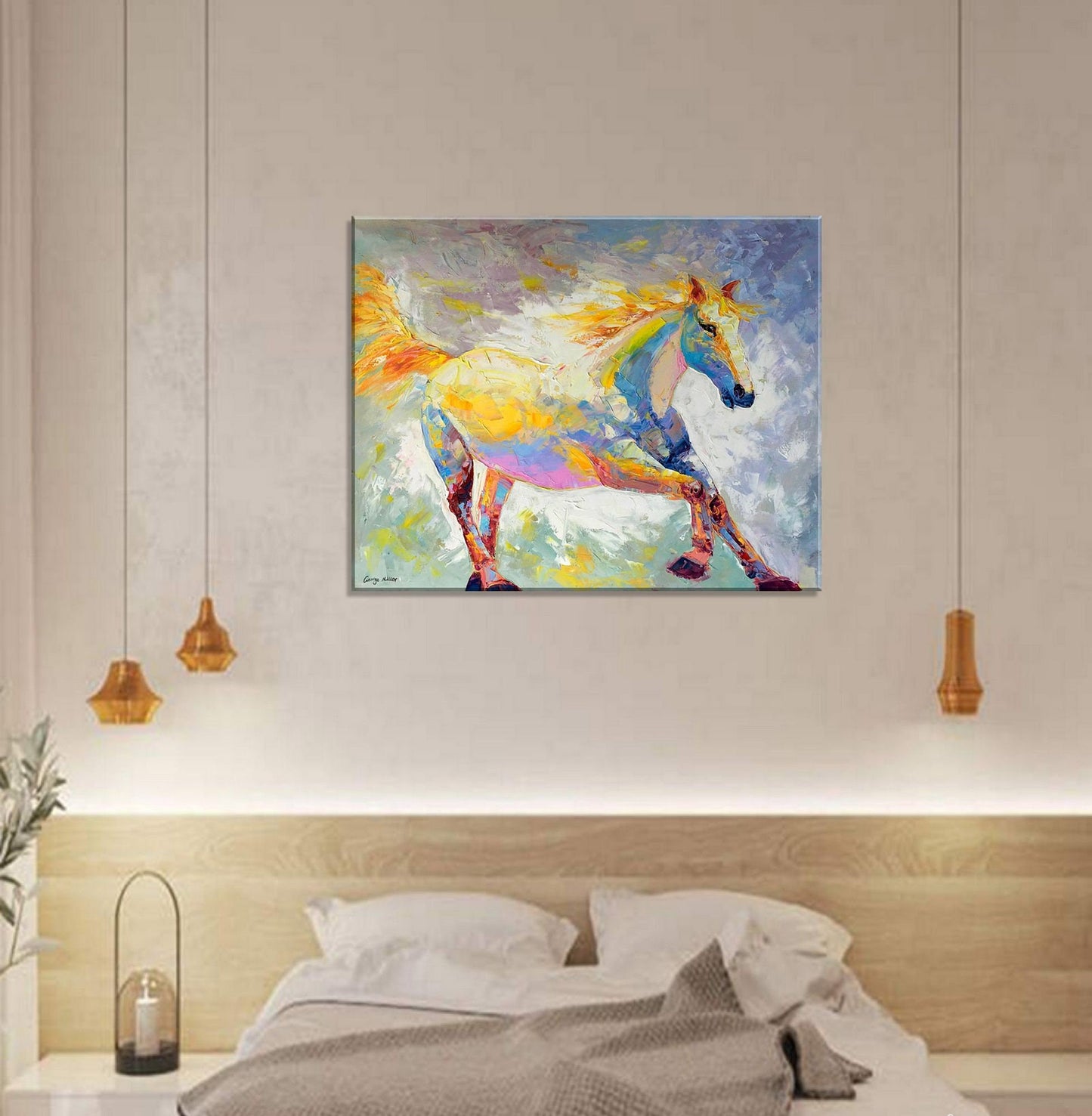 Horse Art, Modern Art, Original Oil Painting, Abstract Oil Painting, Wall Hanging, Abstract Painting, Living Room Decor, Large Canvas Art