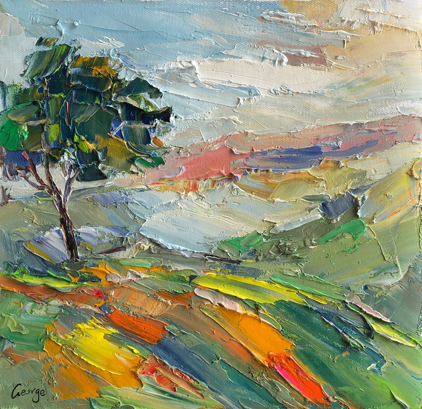 Landscape Oil Painting, Wall Hanging, Living Room Wall Art, Abstract Oil Painting, Original Abstract Art, Contemporary Art, Canvas Art