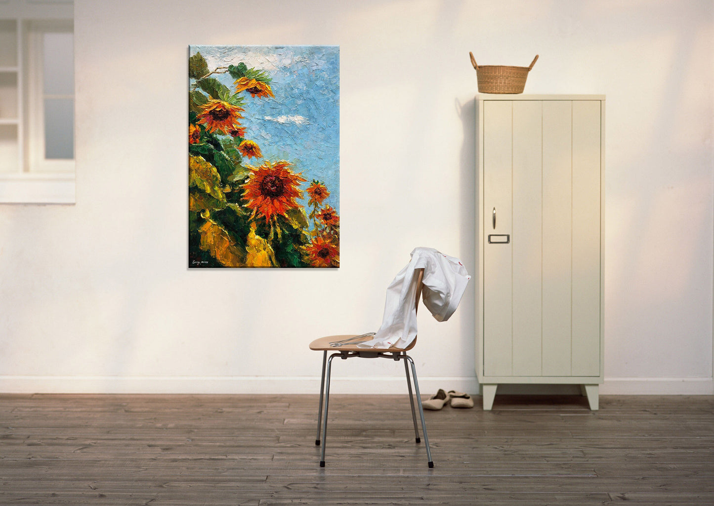Original Art, Floral Painting, Sunflower Oil Painting, Large Painting, Large Wall Art Canvas, Abstract Art, Palette Knife Art, Spring Art
