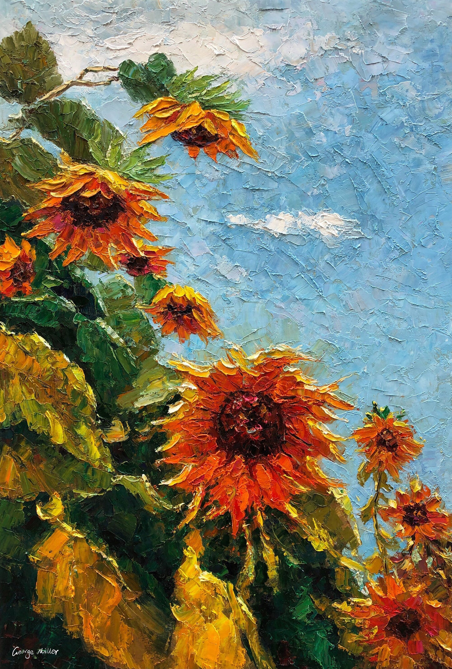Original Art, Floral Painting, Sunflower Oil Painting, Large Painting, Large Wall Art Canvas, Abstract Art, Palette Knife Art, Spring Art