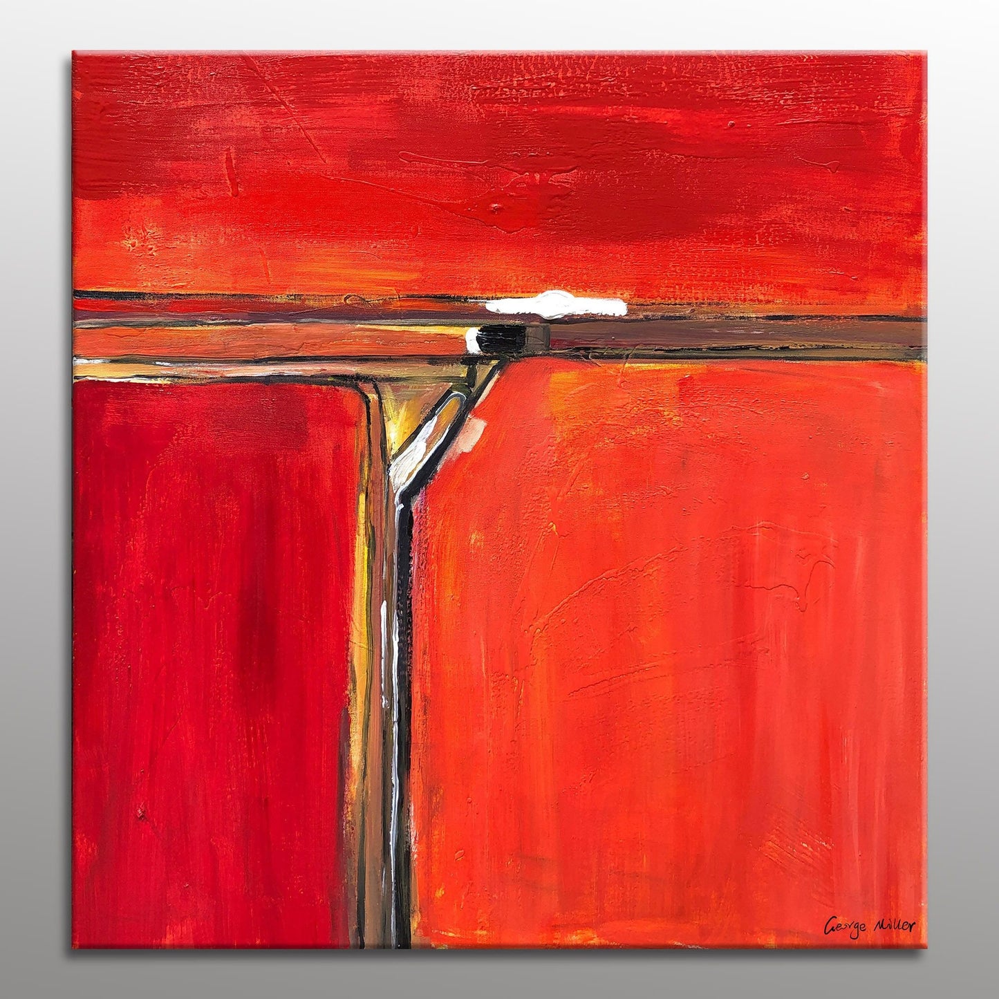 Abstract Oil Painting Red, Minimalist Painting, Wall Hanging, Office Wall Art, Living Room Decor, Above Bed Art, Unique Wall Art