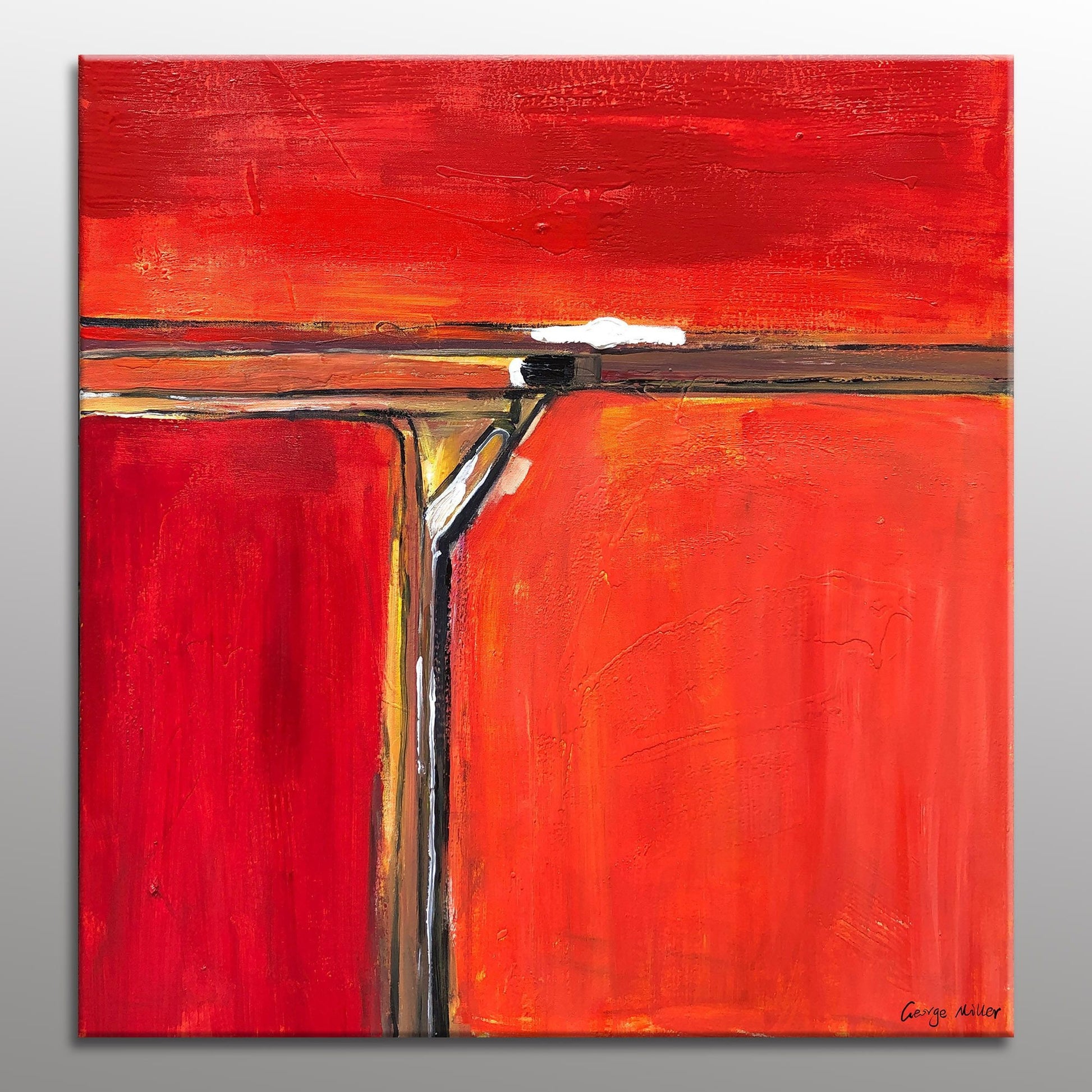 Abstract Oil Painting Red, Minimalist Painting, Wall Hanging, Office Wall Art, Living Room Decor, Above Bed Art, Unique Wall Art