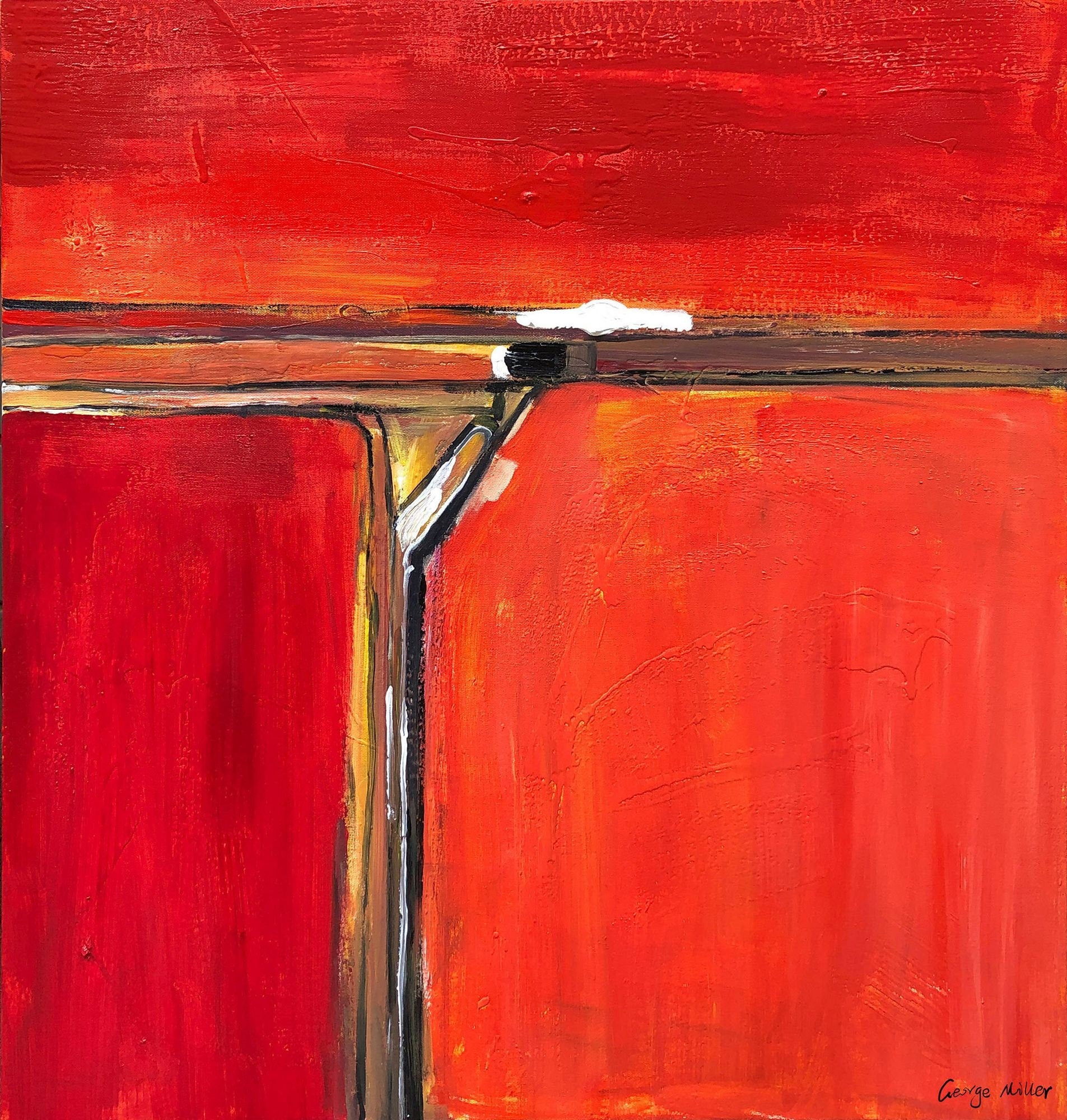 Abstract Oil Painting Red, Minimalist Painting, Wall Hanging, Office Wall Art, Living Room Decor, Above Bed Art, Unique Wall Art